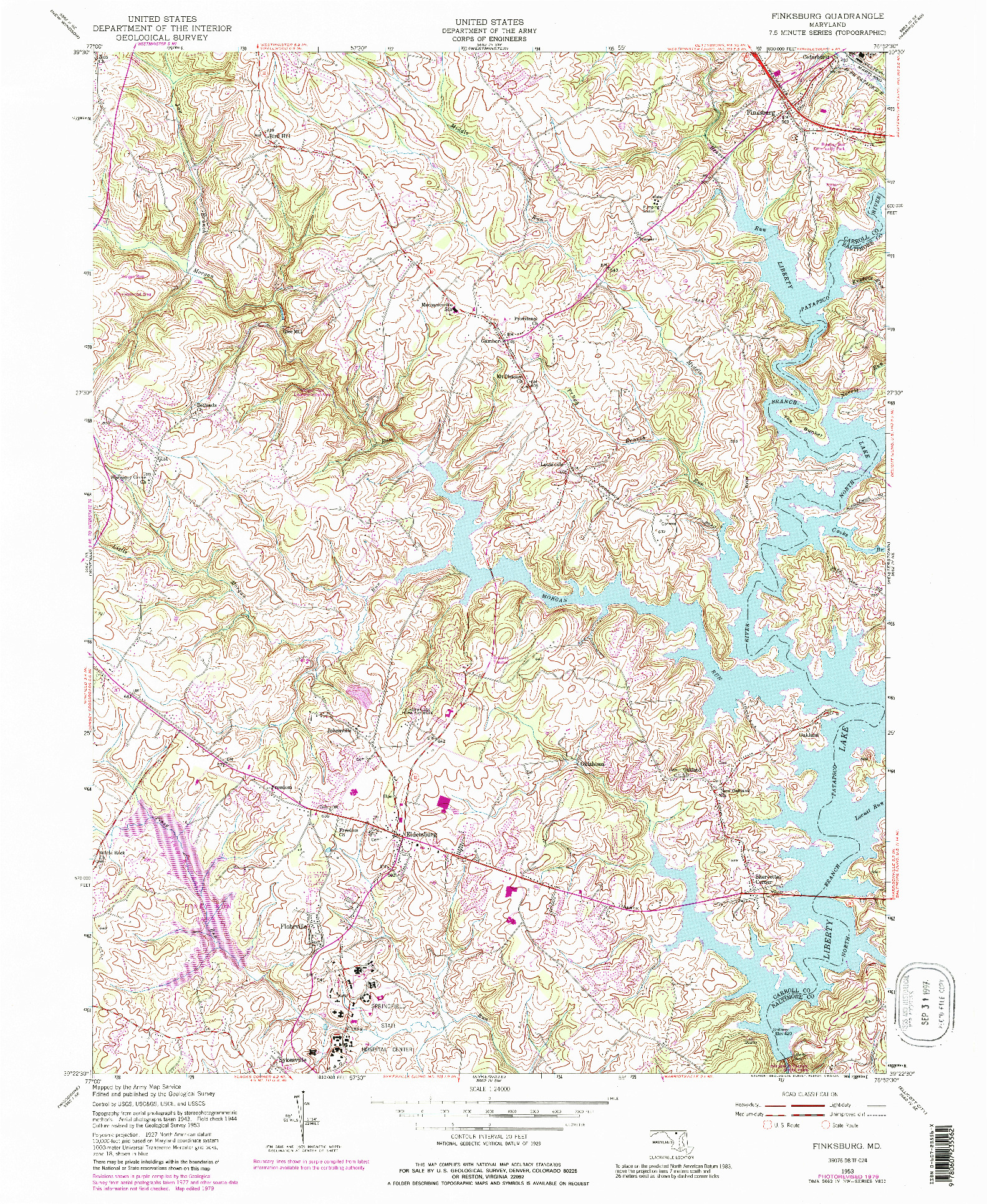 USGS 1:24000-SCALE QUADRANGLE FOR FINKSBURG, MD 1953