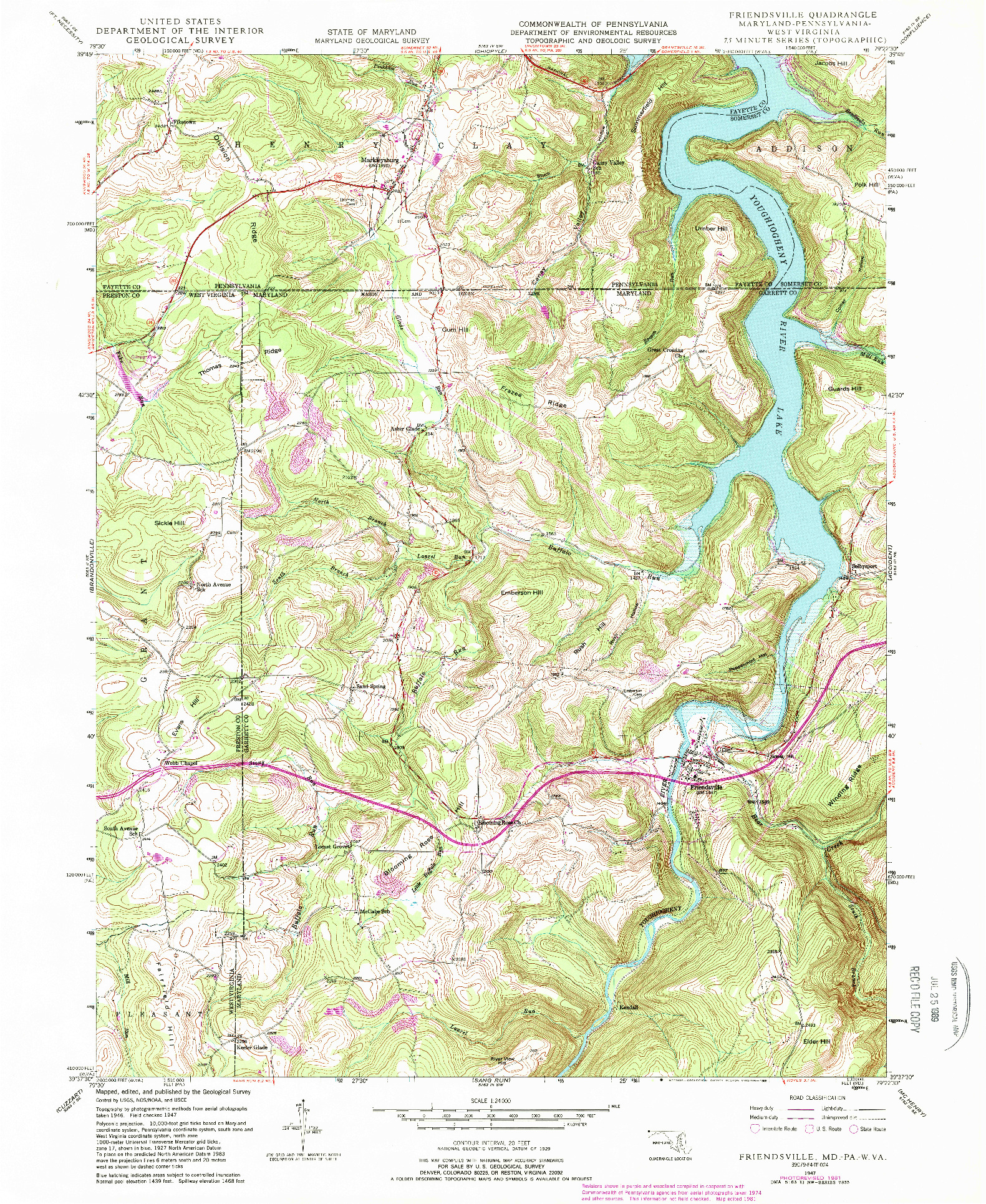 USGS 1:24000-SCALE QUADRANGLE FOR FRIENDSVILLE, MD 1947