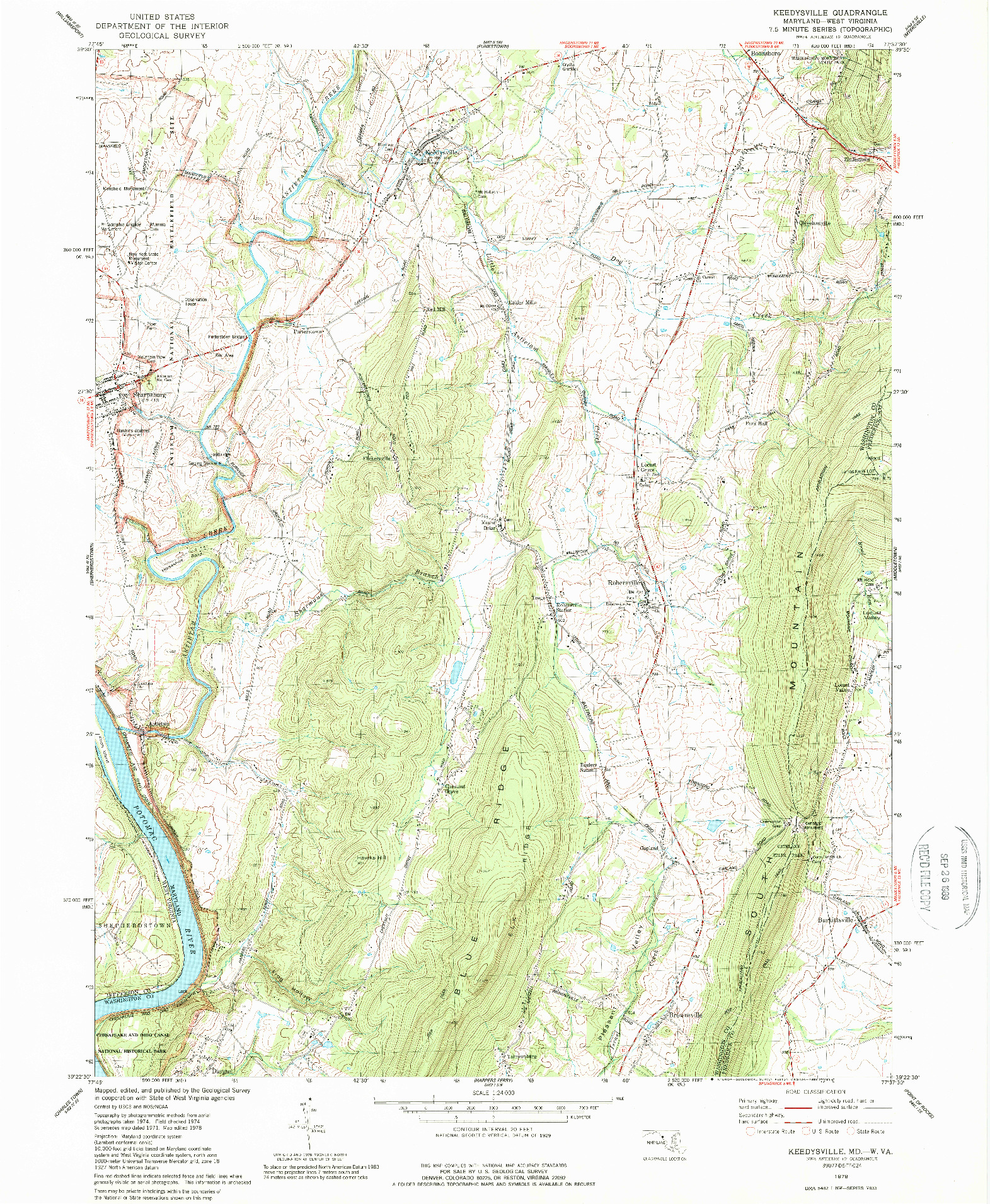 USGS 1:24000-SCALE QUADRANGLE FOR KEEDYSVILLE, MD 1978