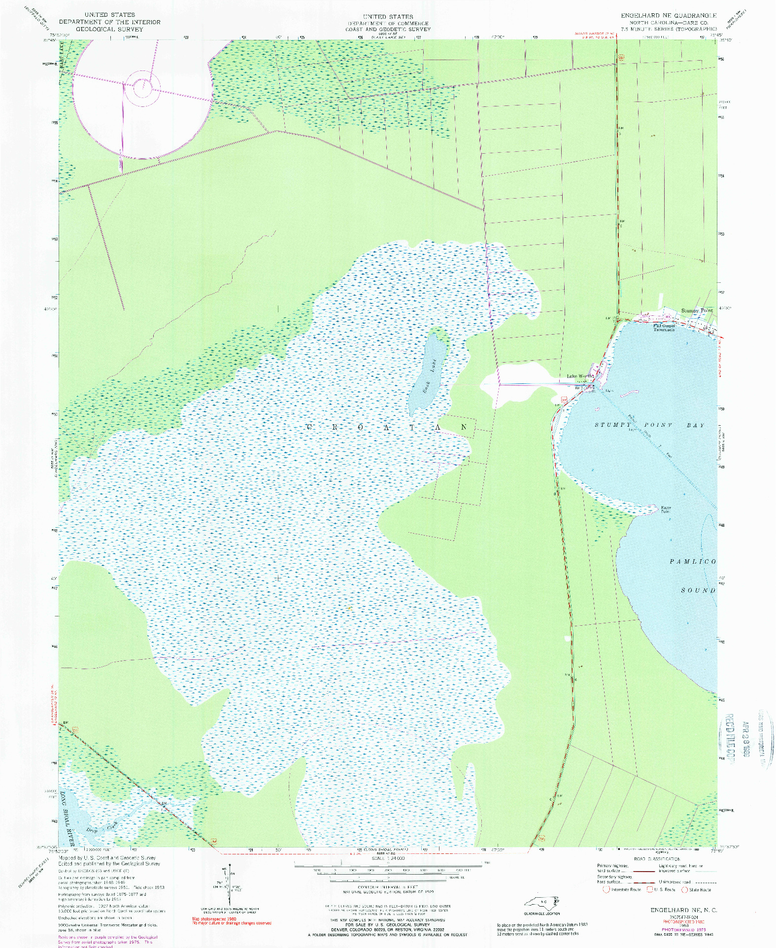 USGS 1:24000-SCALE QUADRANGLE FOR ENGELHARD NE, NC 1953