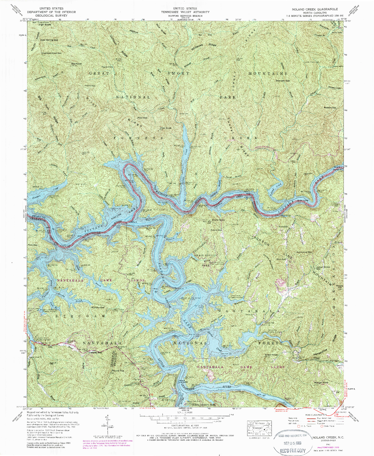 USGS 1:24000-SCALE QUADRANGLE FOR NOLAND CREEK, NC 1961