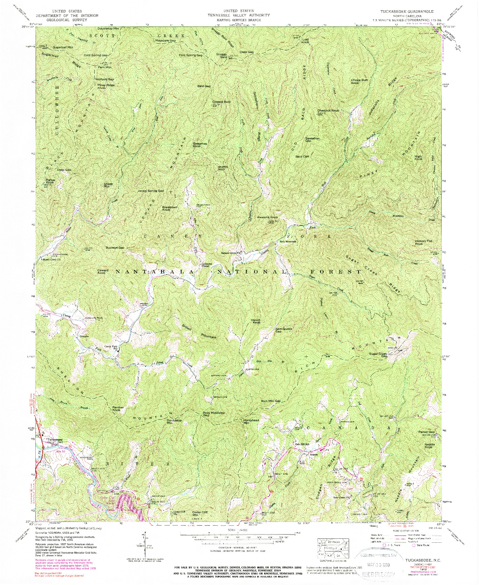 USGS 1:24000-SCALE QUADRANGLE FOR TUCKASEGEE, NC 1946