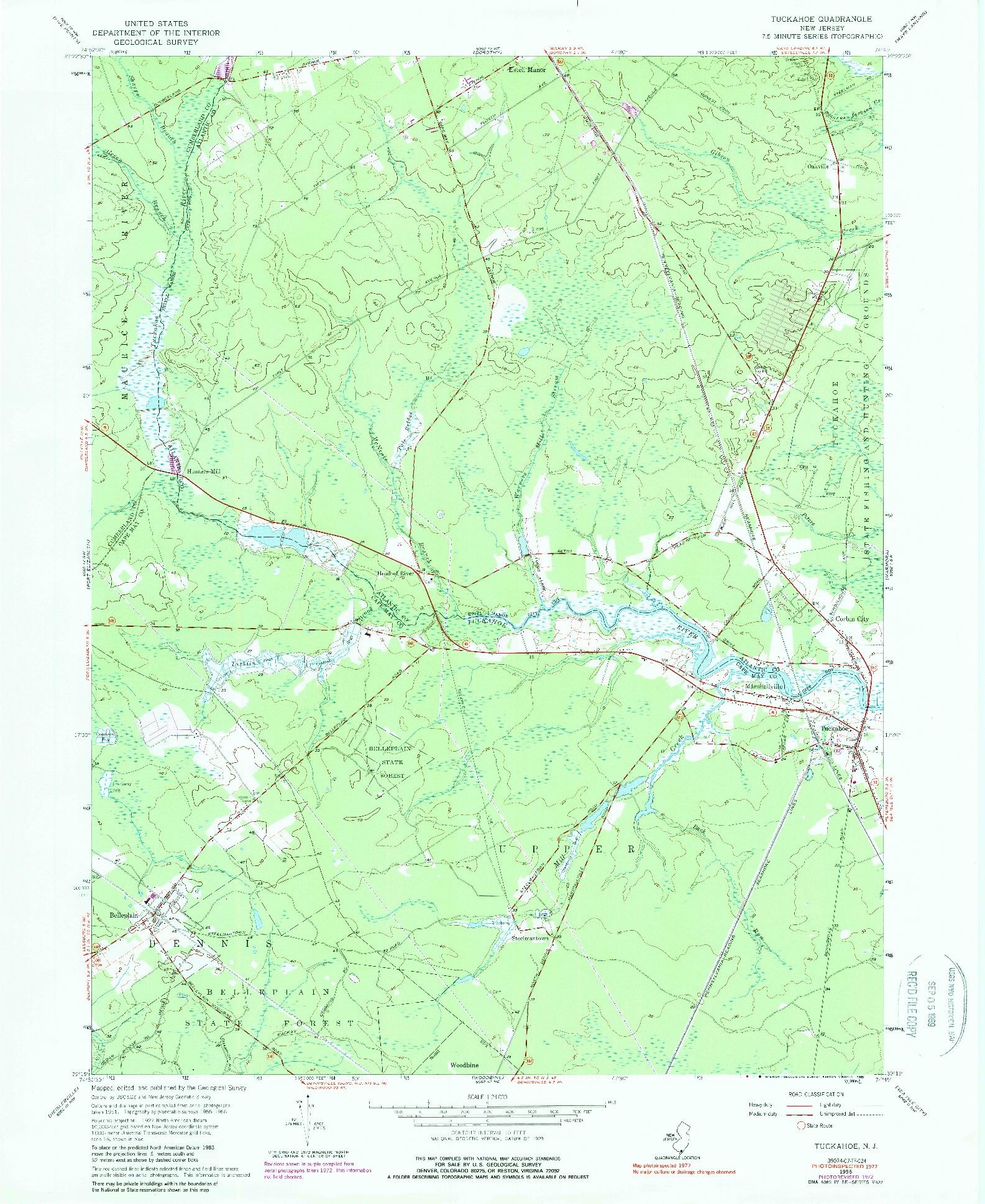 USGS 1:24000-SCALE QUADRANGLE FOR TUCKAHOE, NJ 1956