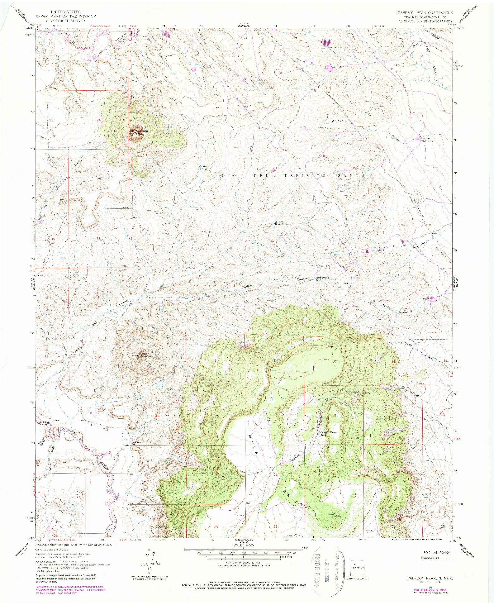 USGS 1:24000-SCALE QUADRANGLE FOR CABEZON PEAK, NM 1961