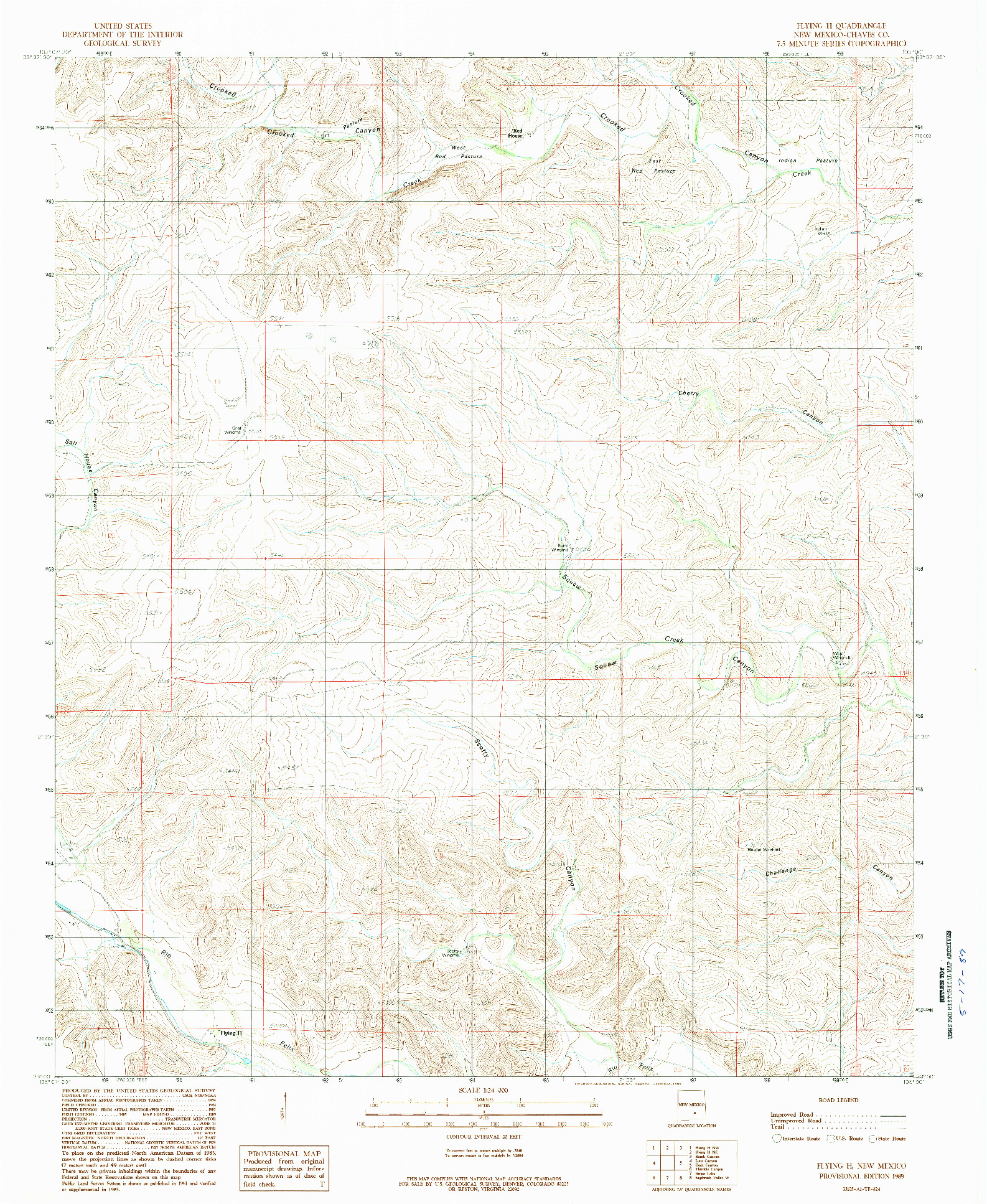 USGS 1:24000-SCALE QUADRANGLE FOR FLYING H, NM 1989