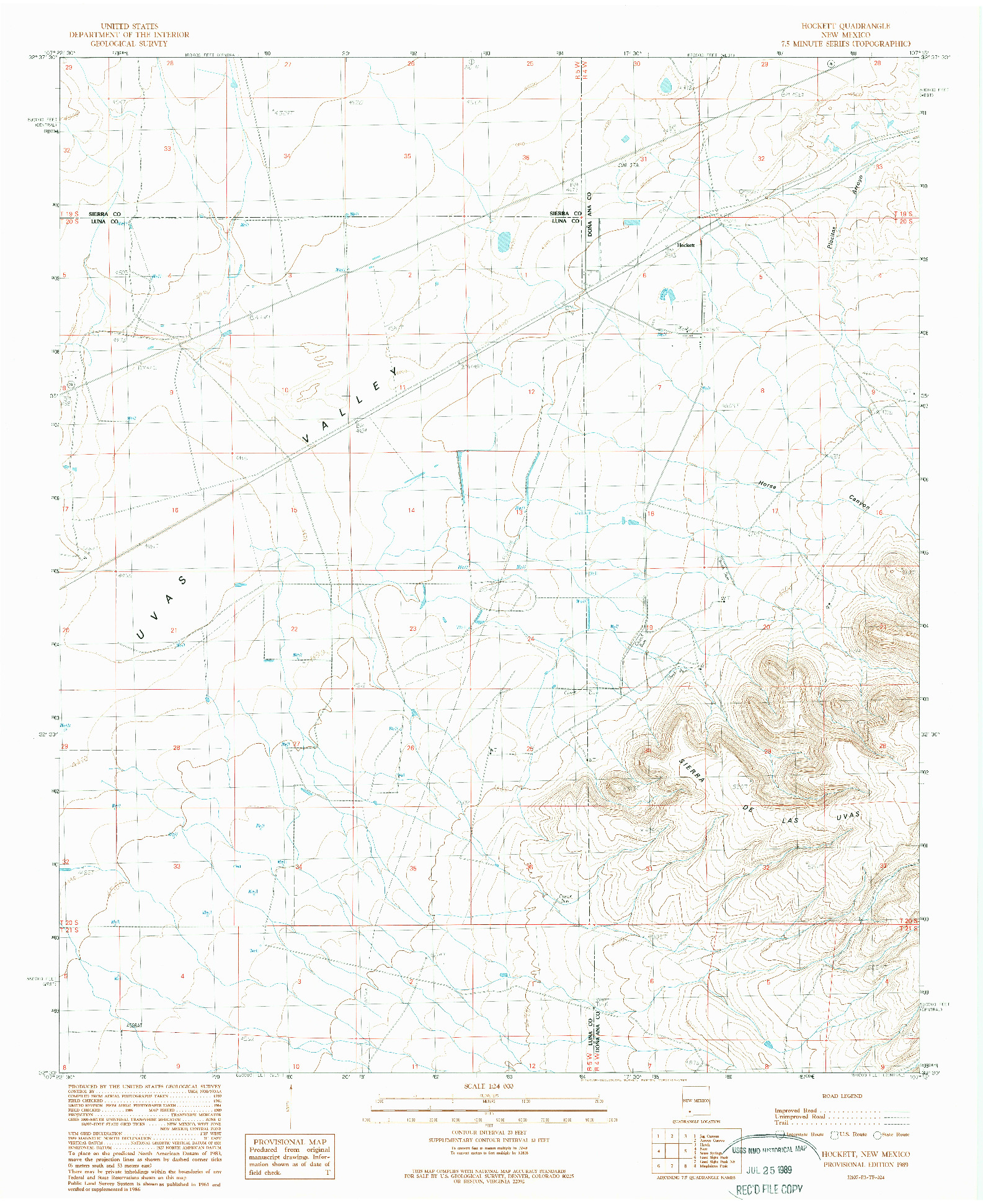 USGS 1:24000-SCALE QUADRANGLE FOR HOCKETT, NM 1989