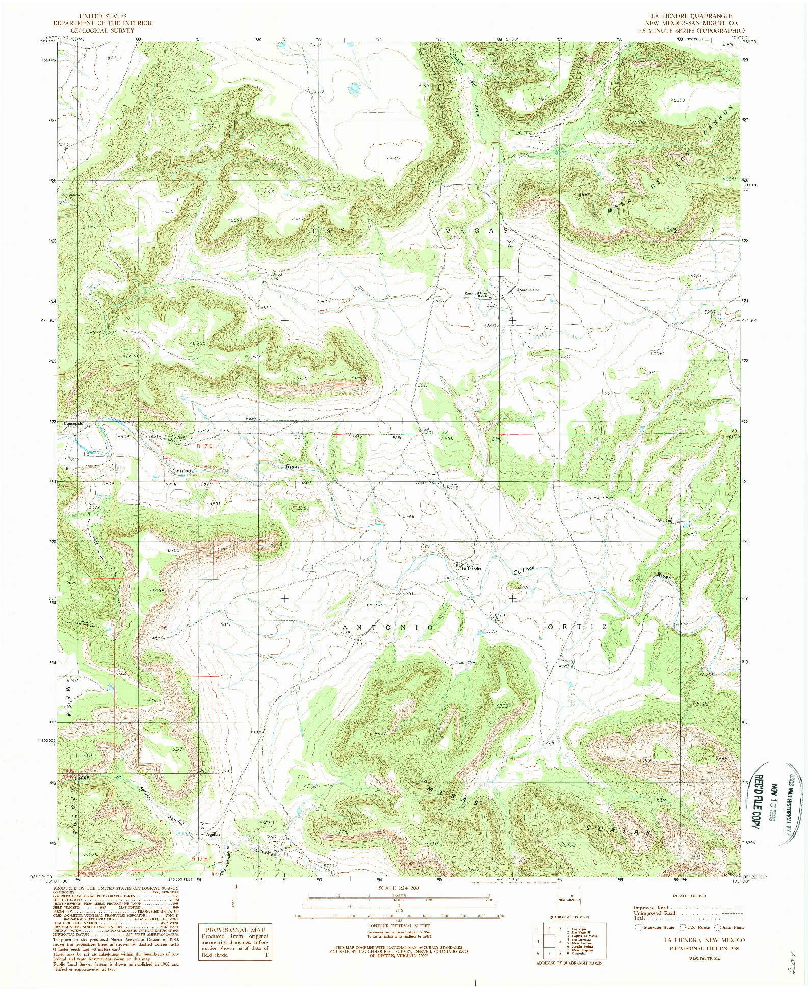 USGS 1:24000-SCALE QUADRANGLE FOR LA LIENDRE, NM 1989