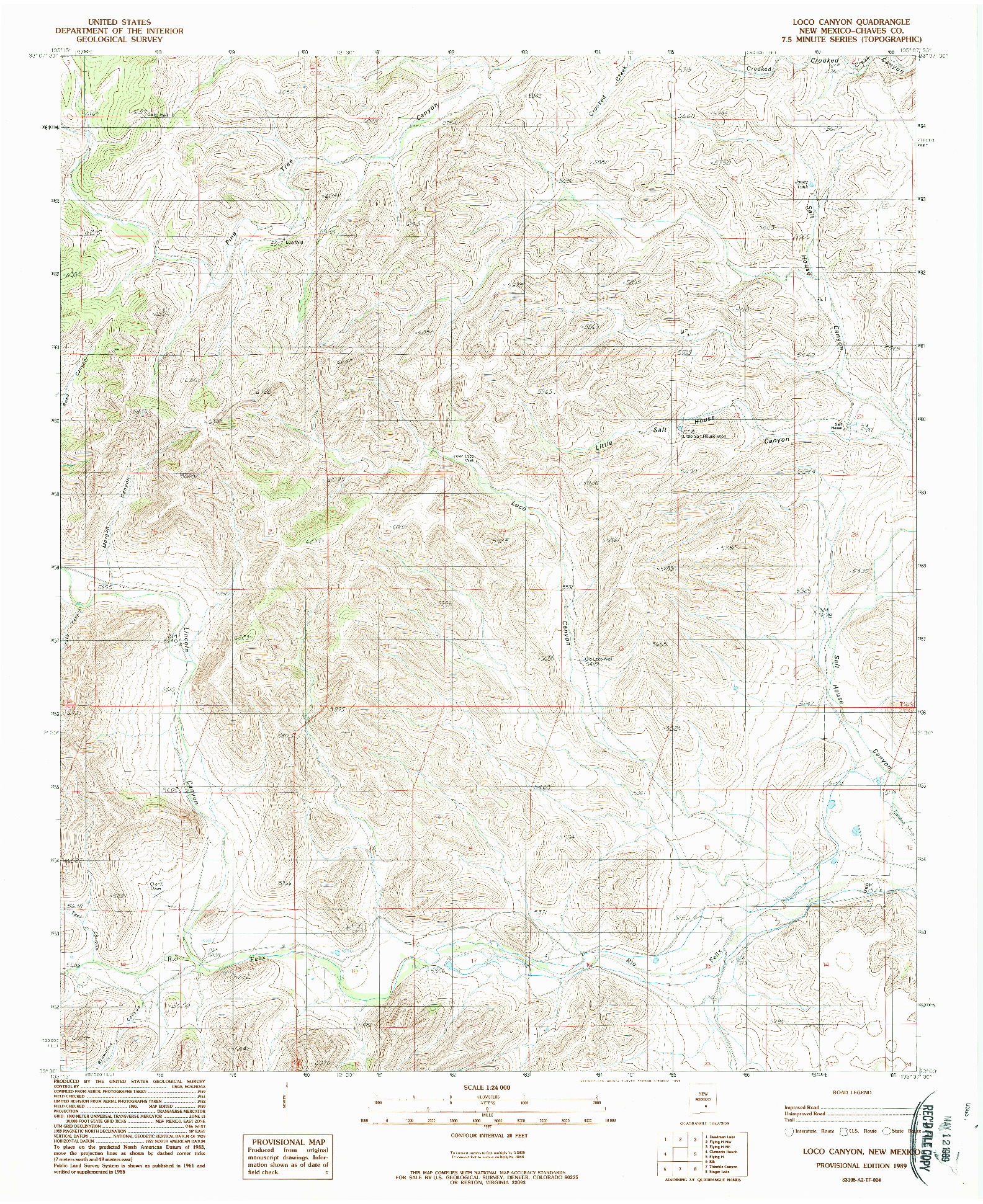 USGS 1:24000-SCALE QUADRANGLE FOR LOCO CANYON, NM 1989