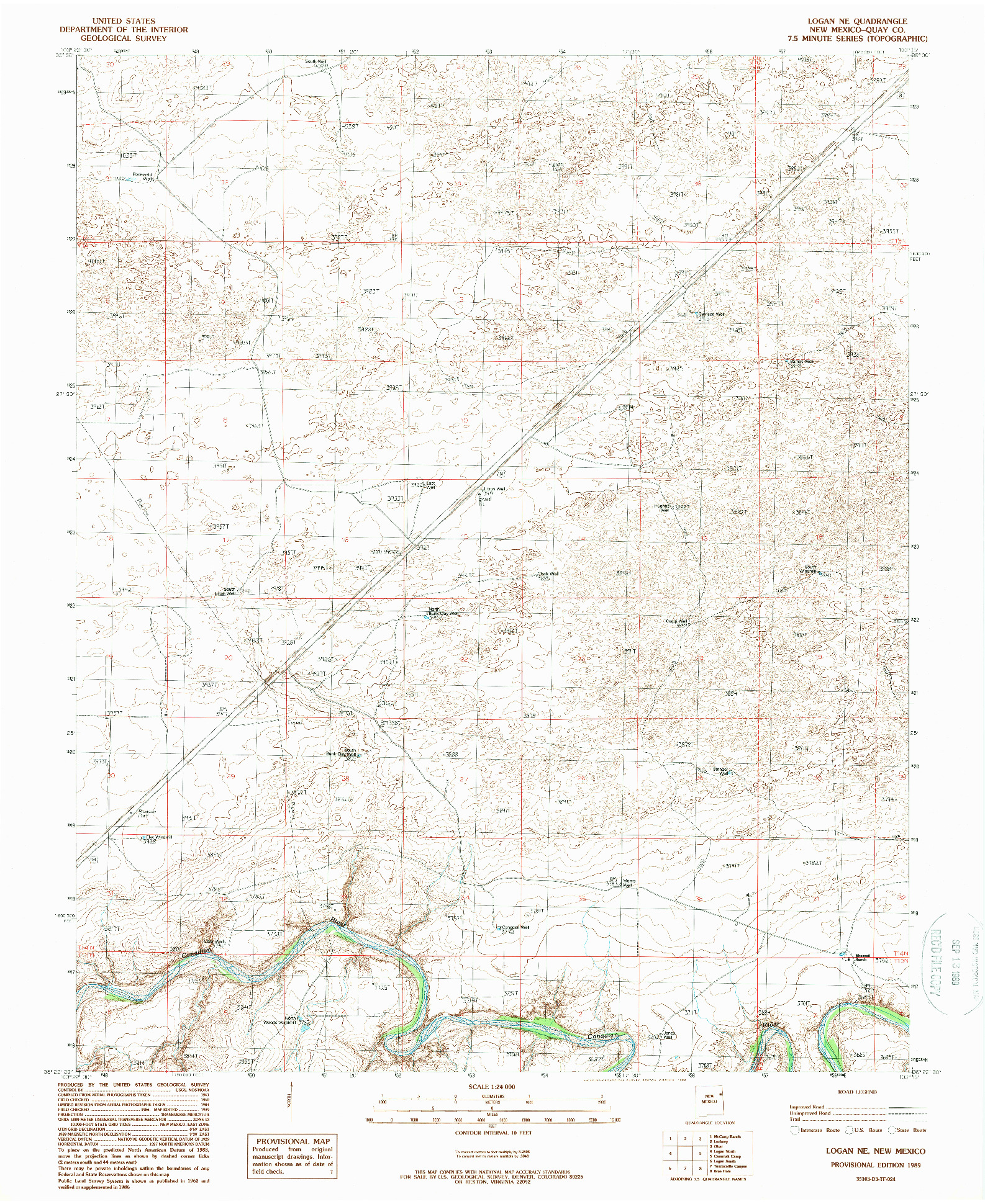 USGS 1:24000-SCALE QUADRANGLE FOR LOGAN NE, NM 1989