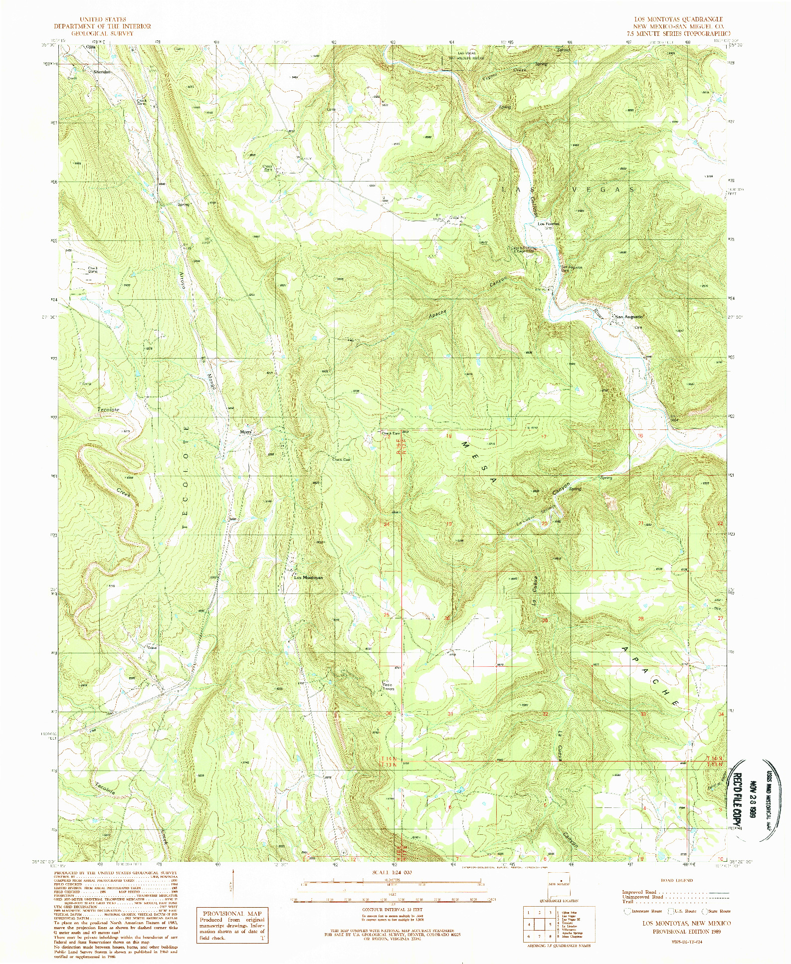 USGS 1:24000-SCALE QUADRANGLE FOR LOS MONTOYAS, NM 1989
