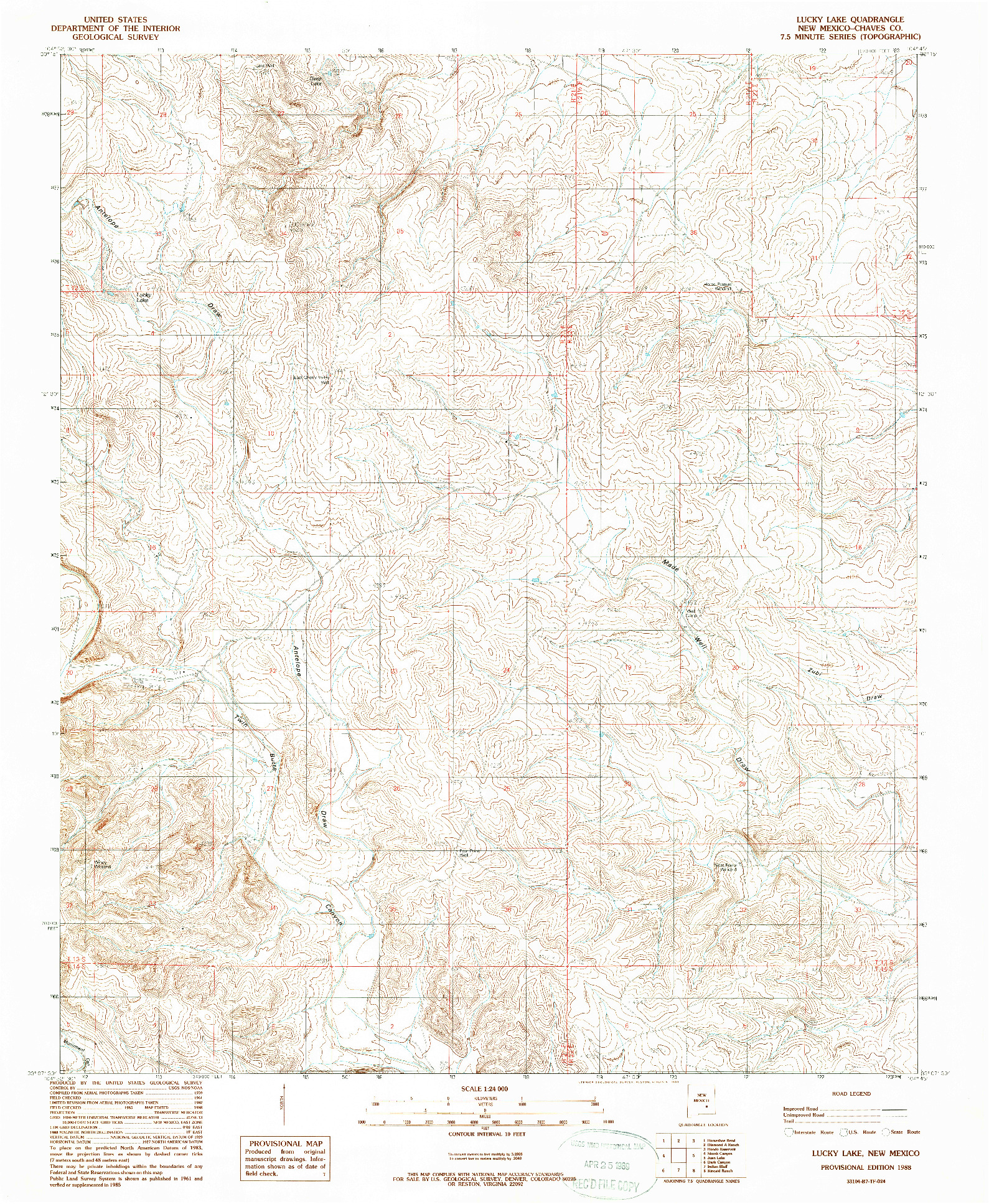USGS 1:24000-SCALE QUADRANGLE FOR LUCKY LAKE, NM 1988