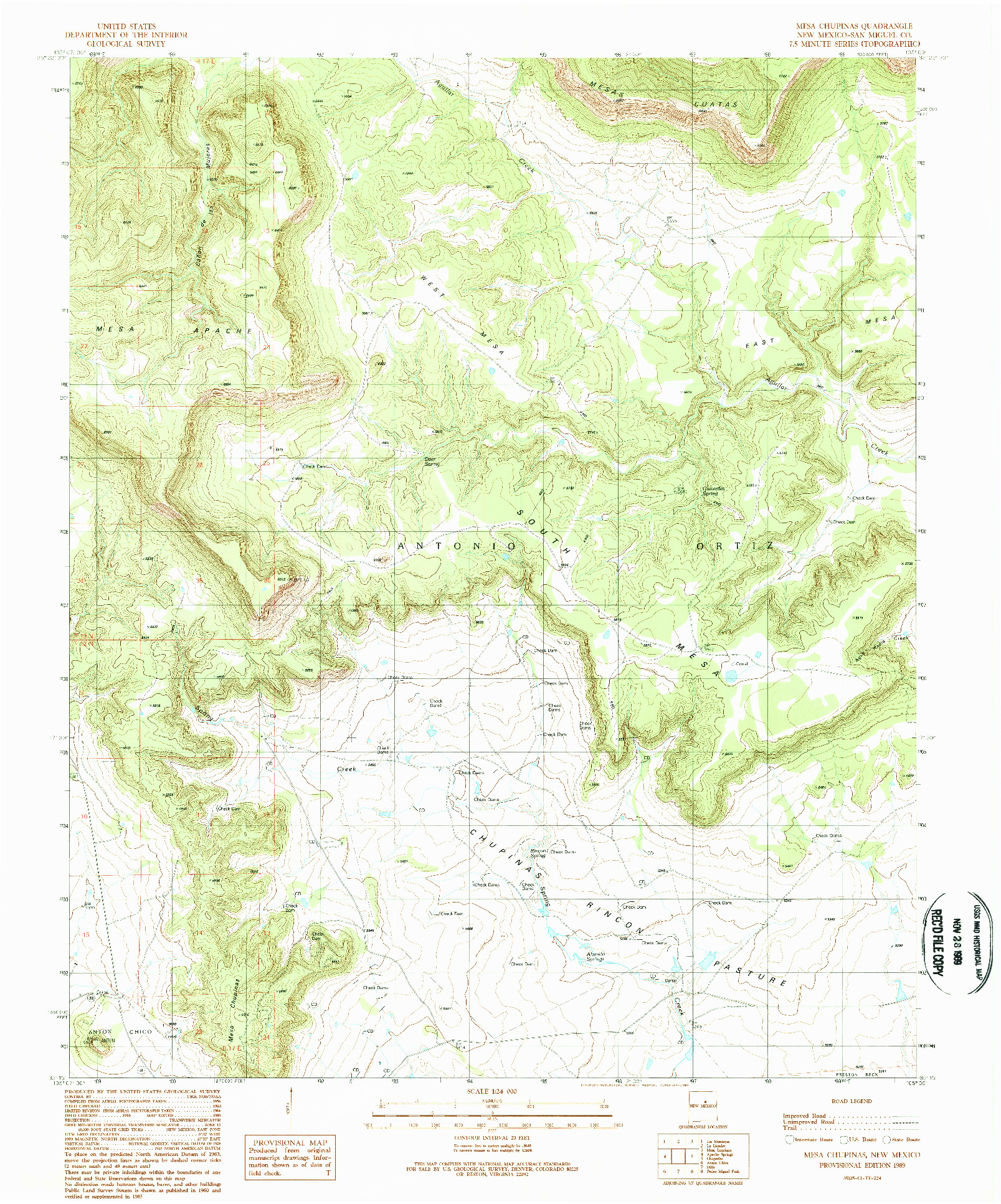 USGS 1:24000-SCALE QUADRANGLE FOR MESA CENCERRO, NM 1989