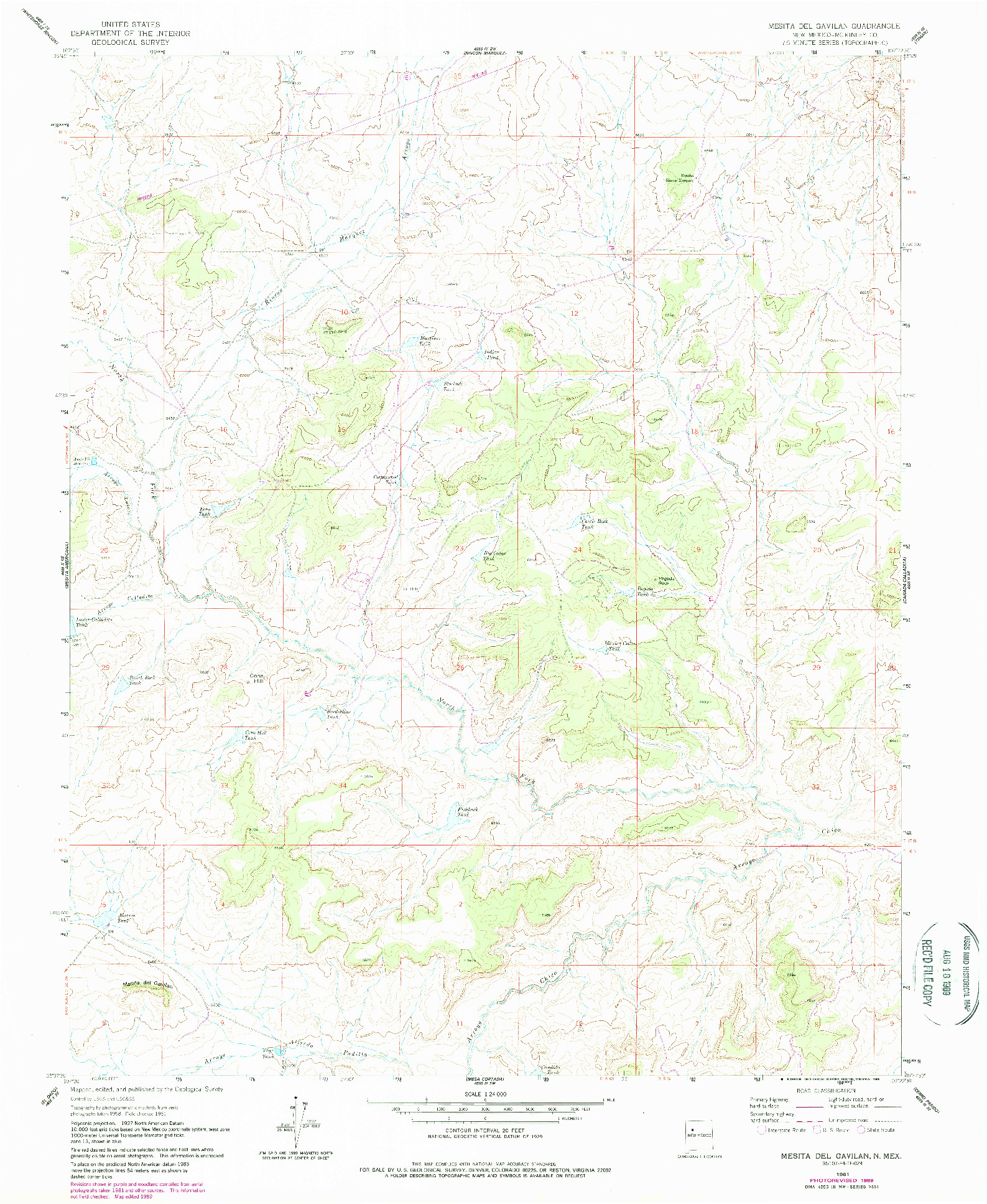 USGS 1:24000-SCALE QUADRANGLE FOR MESITA DEL GAVILAN, NM 1961