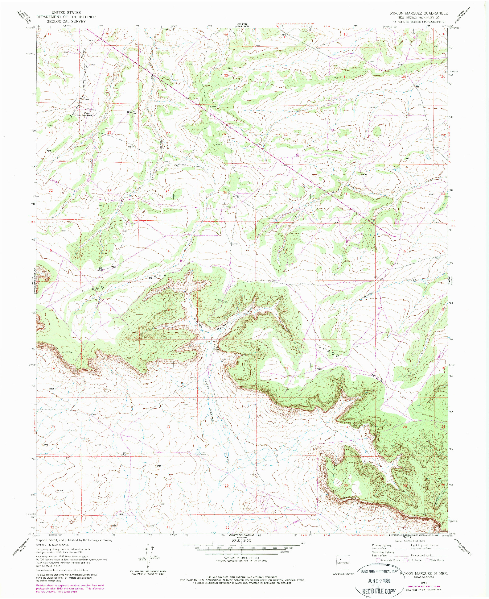 USGS 1:24000-SCALE QUADRANGLE FOR RINCON MARQUEZ, NM 1961