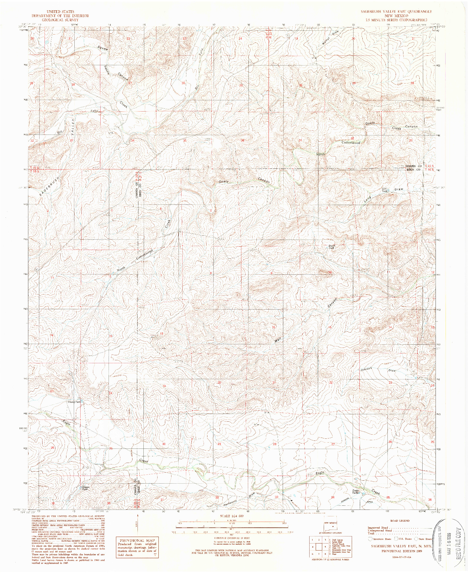 USGS 1:24000-SCALE QUADRANGLE FOR SAGEBRUSH VALLEY EAST, NM 1989