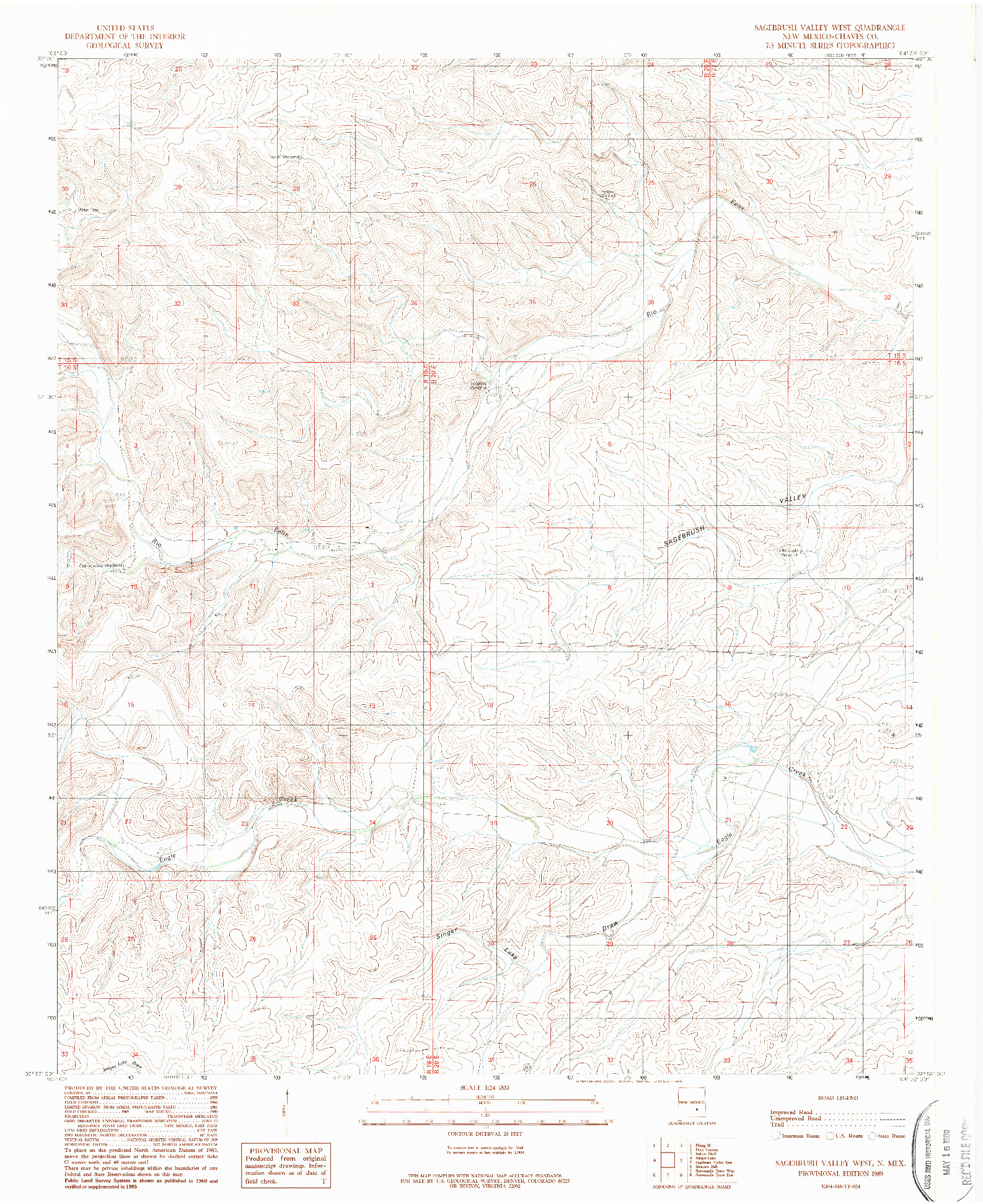 USGS 1:24000-SCALE QUADRANGLE FOR SAGEBRUSH VALLEY WEST, NM 1989