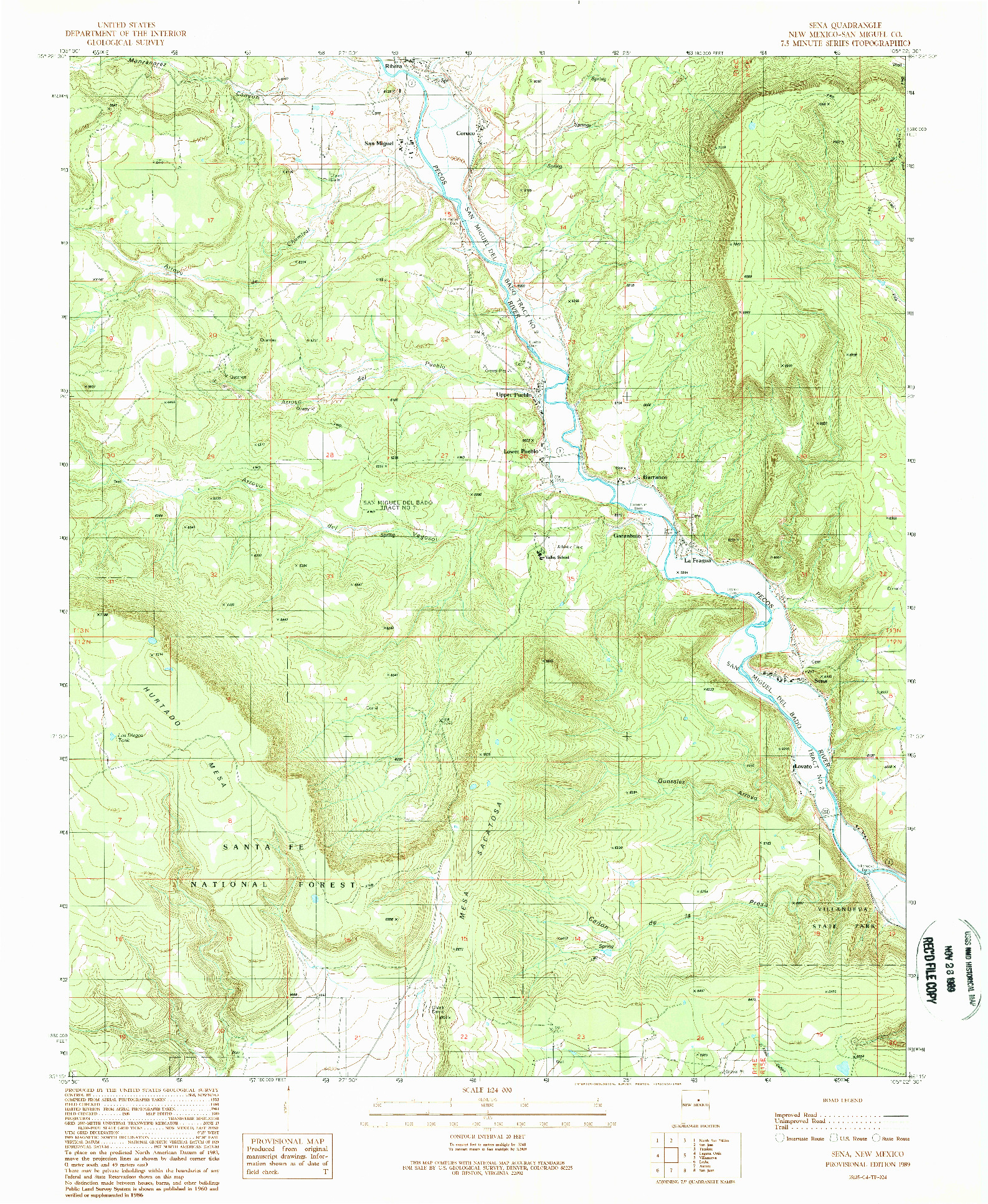 USGS 1:24000-SCALE QUADRANGLE FOR SENA, NM 1989