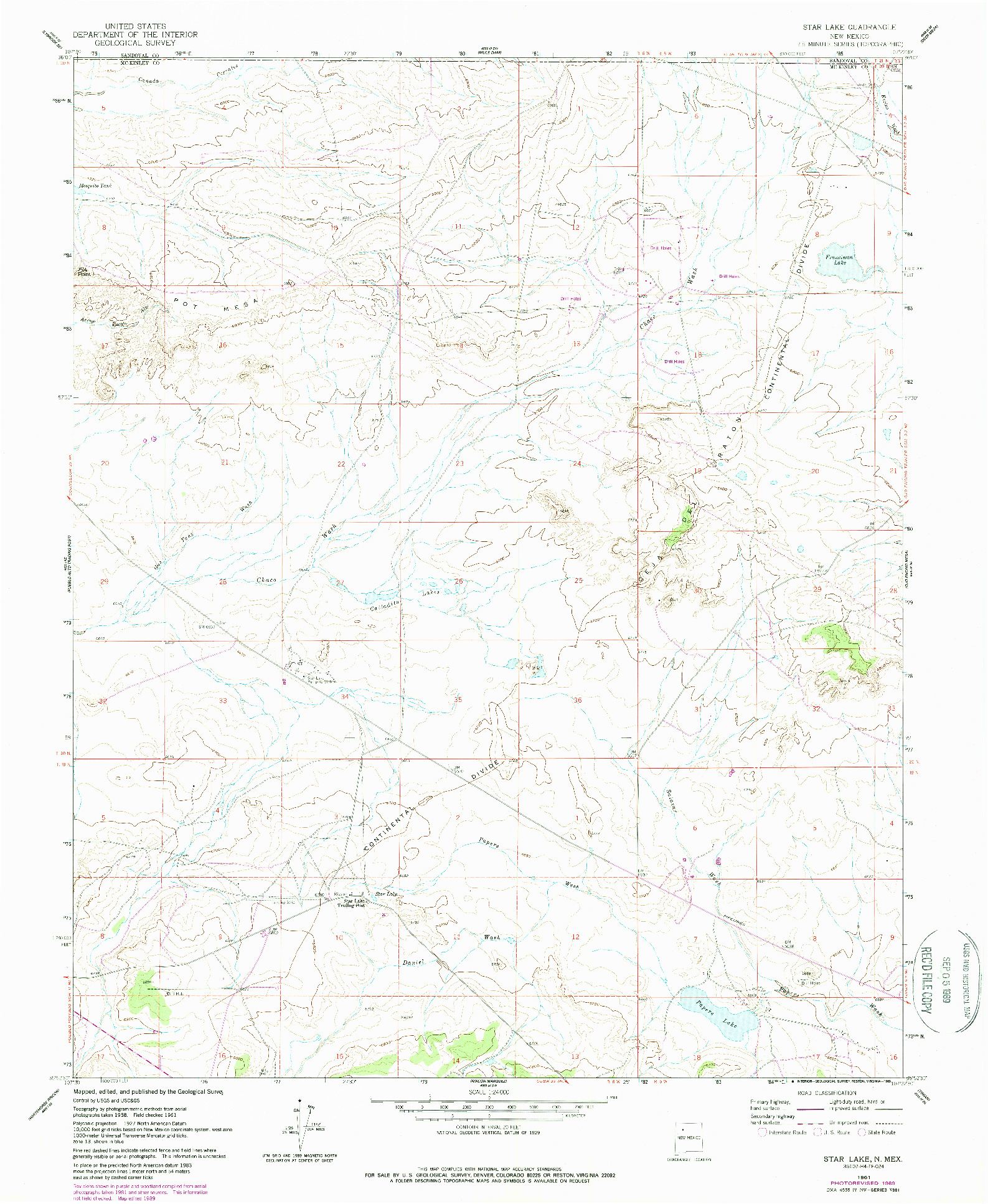 USGS 1:24000-SCALE QUADRANGLE FOR STAR LAKE, NM 1961