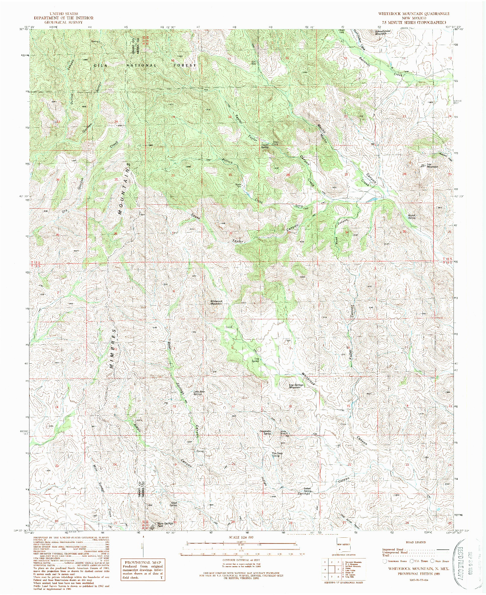 USGS 1:24000-SCALE QUADRANGLE FOR WHITE ROCK MOUNTAIN, NM 1989