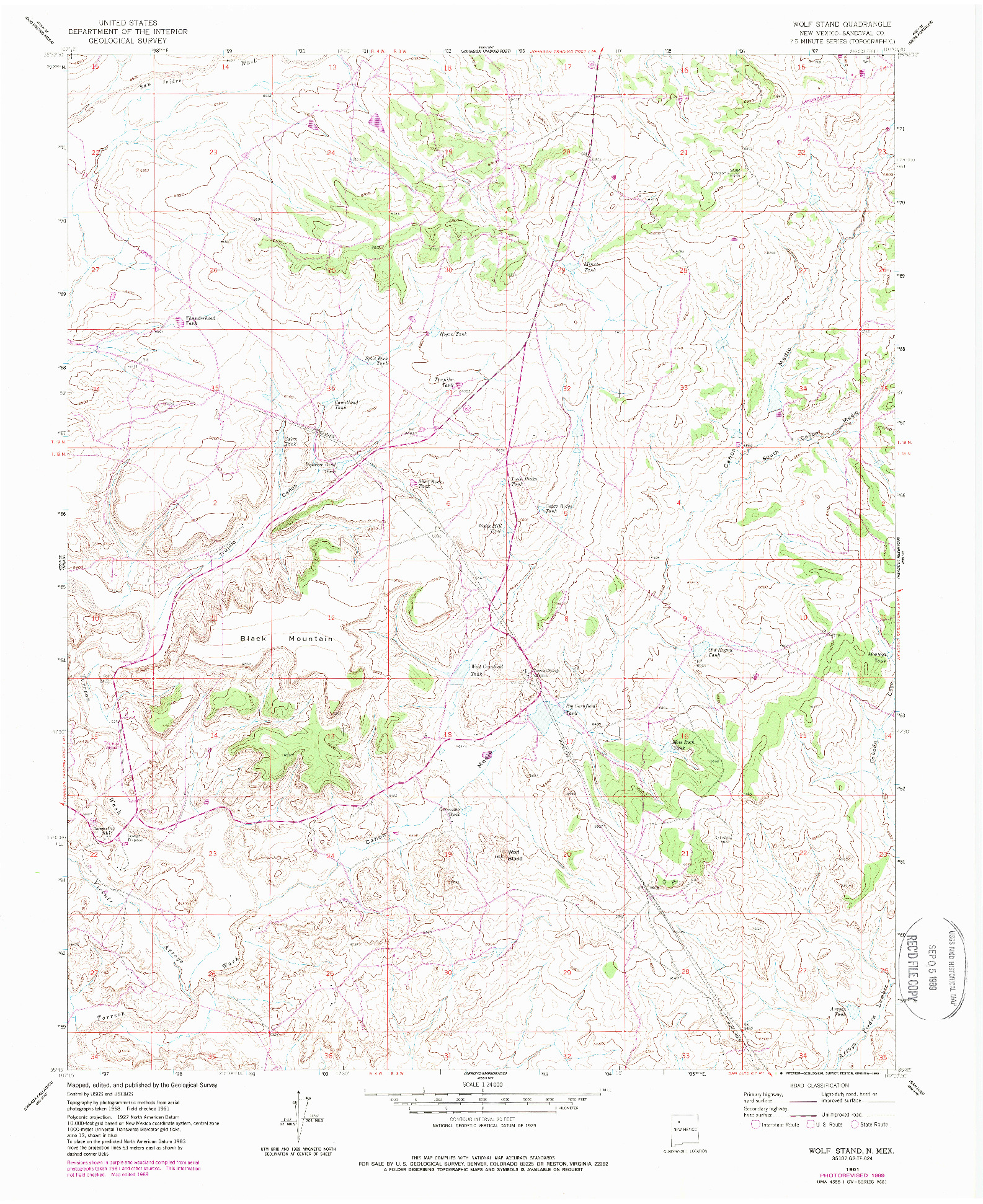 USGS 1:24000-SCALE QUADRANGLE FOR WOLF STAND, NM 1961
