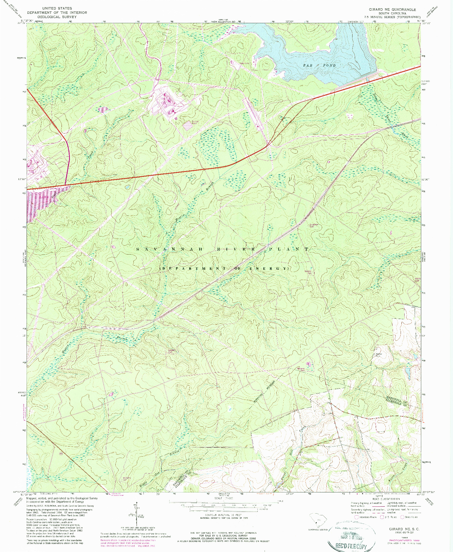 USGS 1:24000-SCALE QUADRANGLE FOR GIRARD NE, SC 1964