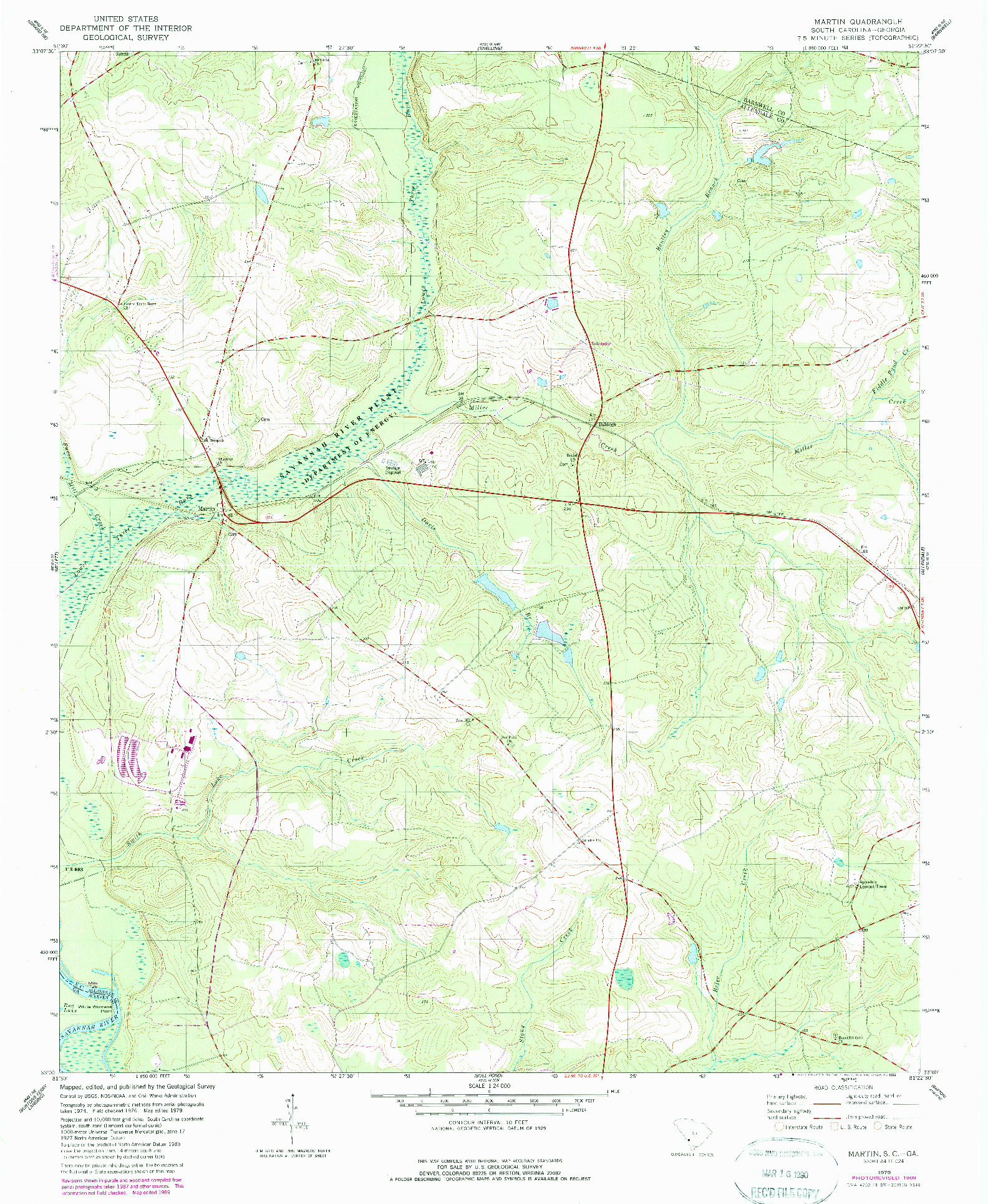 USGS 1:24000-SCALE QUADRANGLE FOR MARTIN, SC 1979