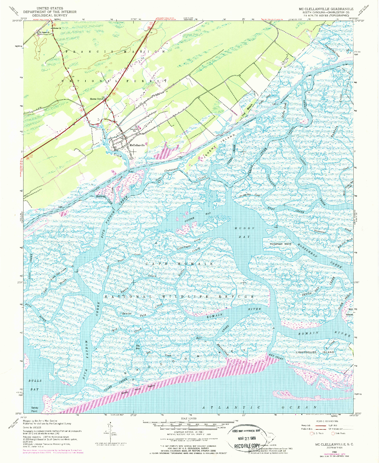 USGS 1:24000-SCALE QUADRANGLE FOR MC CLELLANVILLE, SC 1942