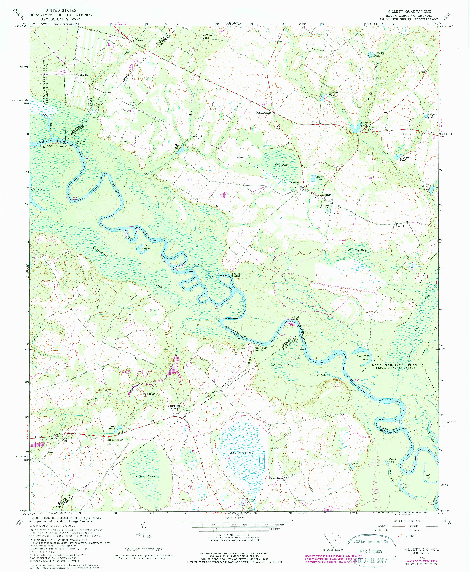 USGS 1:24000-SCALE QUADRANGLE FOR MILLETT, SC 1964