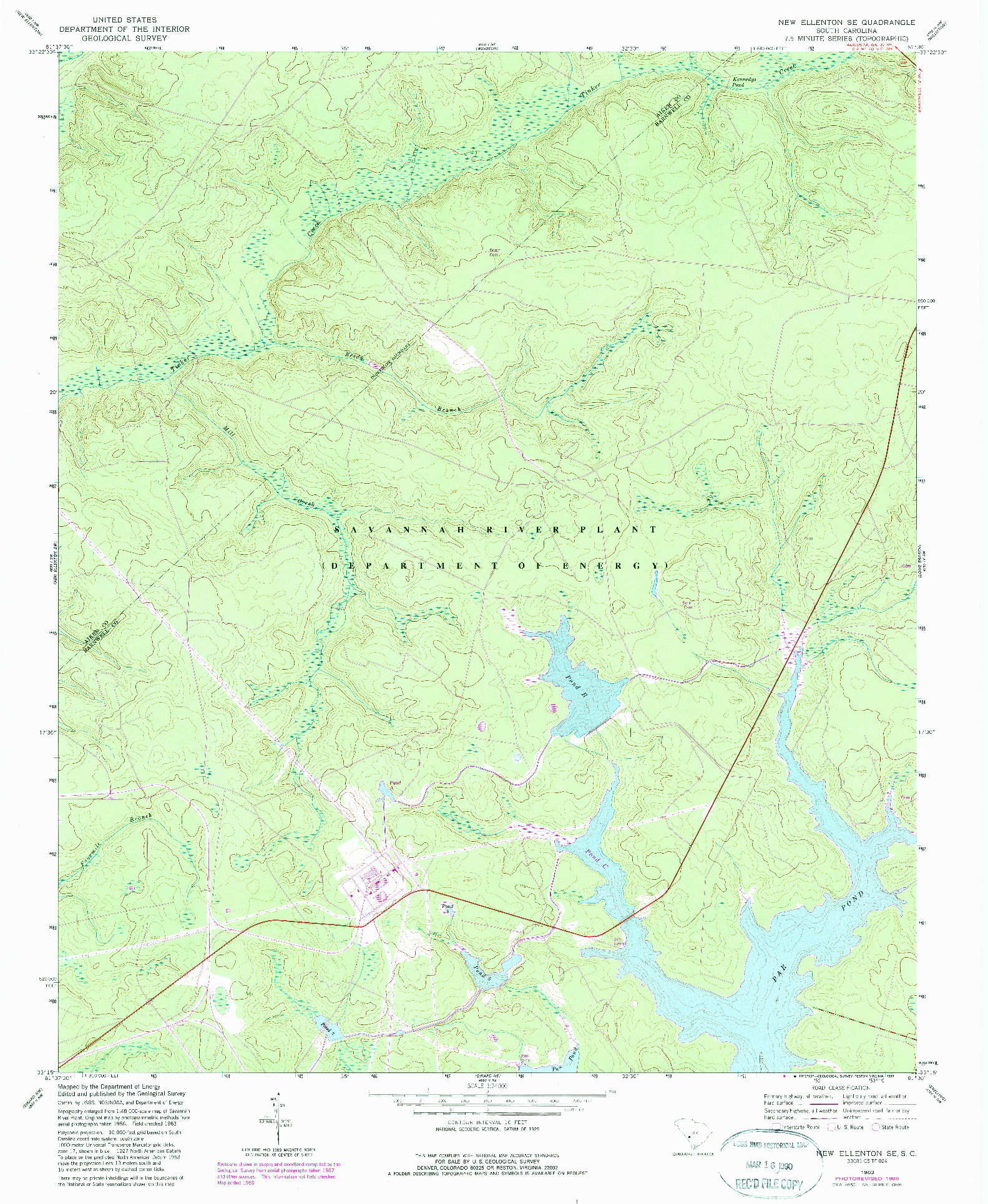 USGS 1:24000-SCALE QUADRANGLE FOR NEW ELLENTON SE, SC 1963