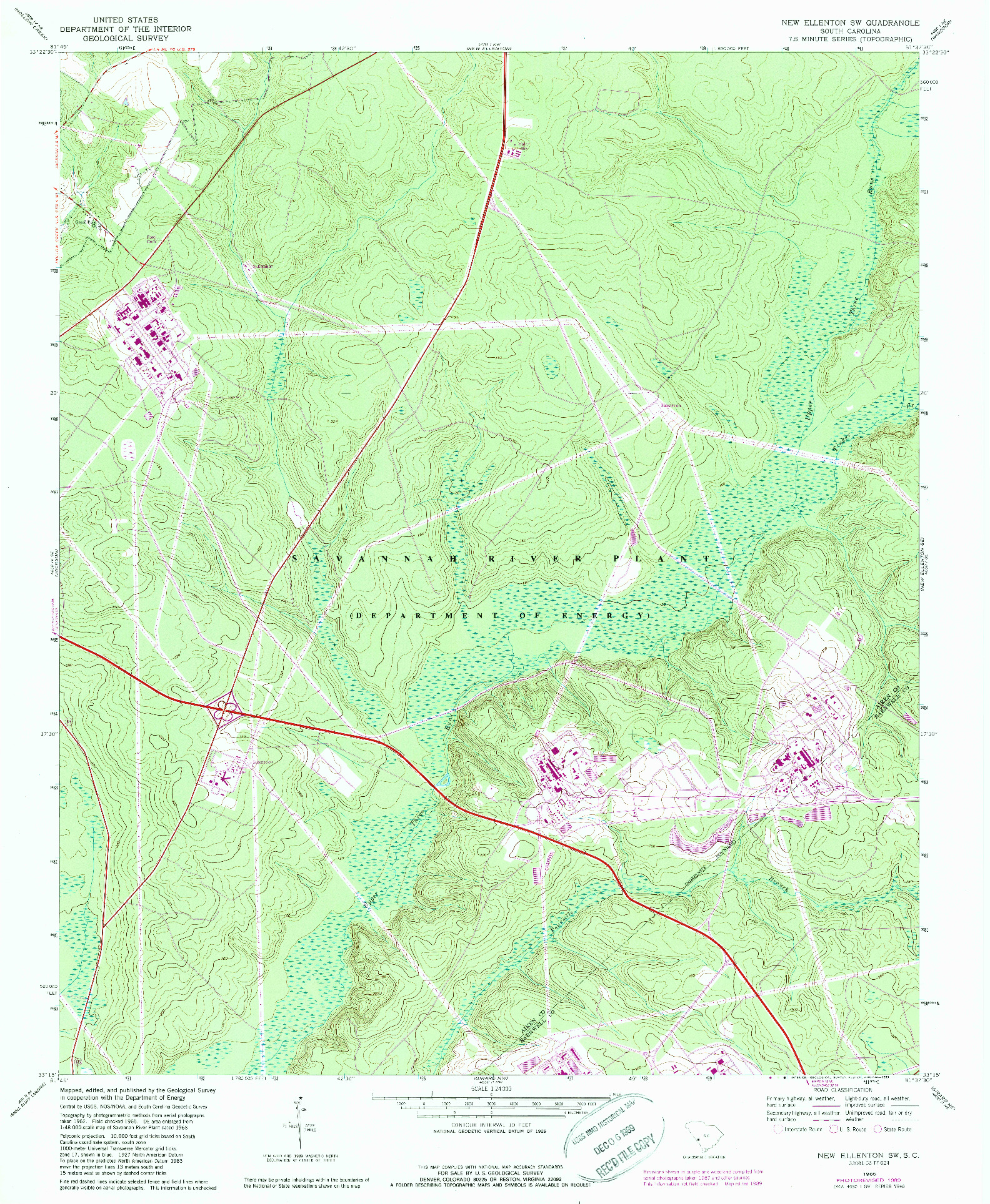 USGS 1:24000-SCALE QUADRANGLE FOR NEW ELLENTON SW, SC 1965