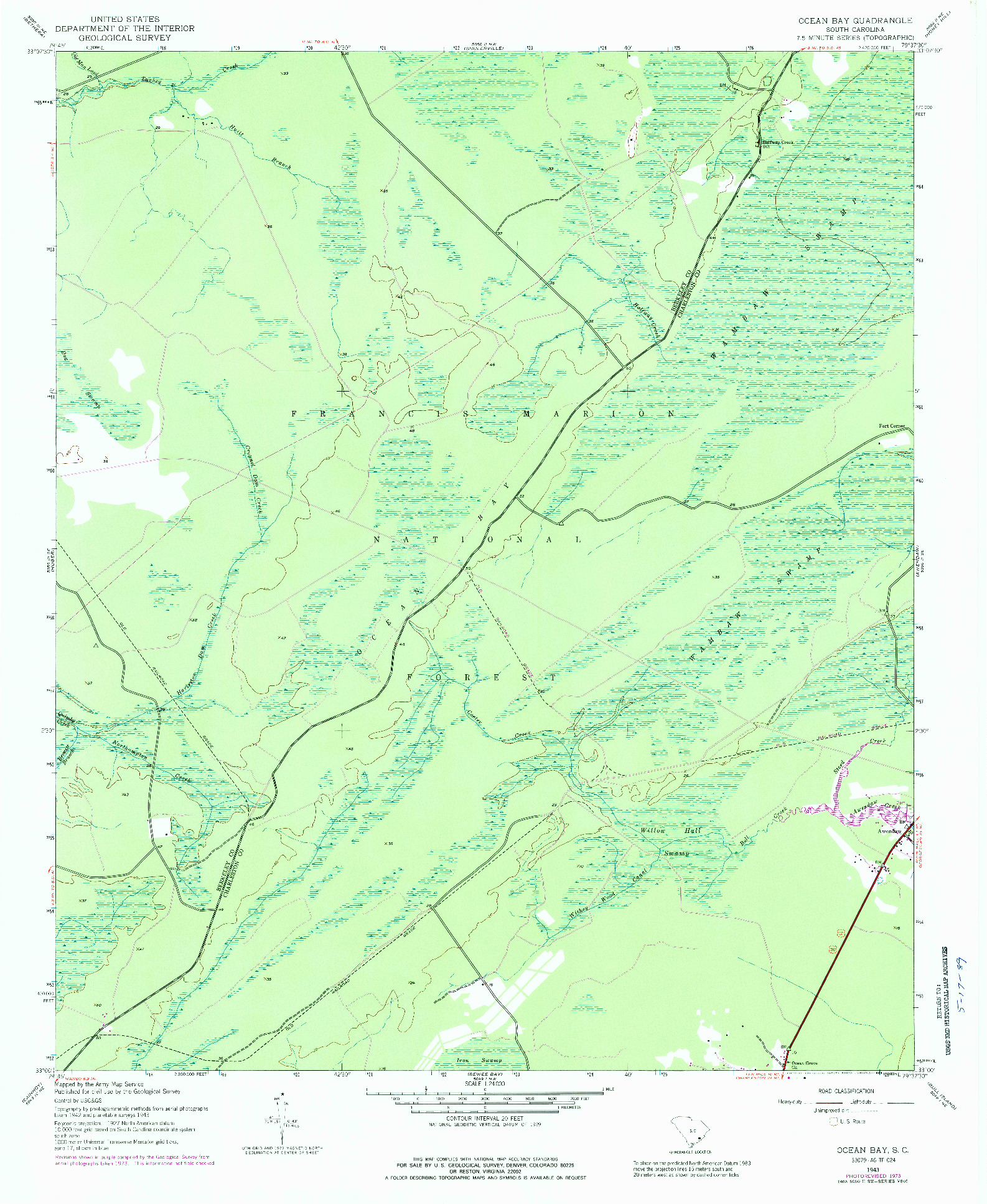 USGS 1:24000-SCALE QUADRANGLE FOR OCEAN BAY, SC 1943