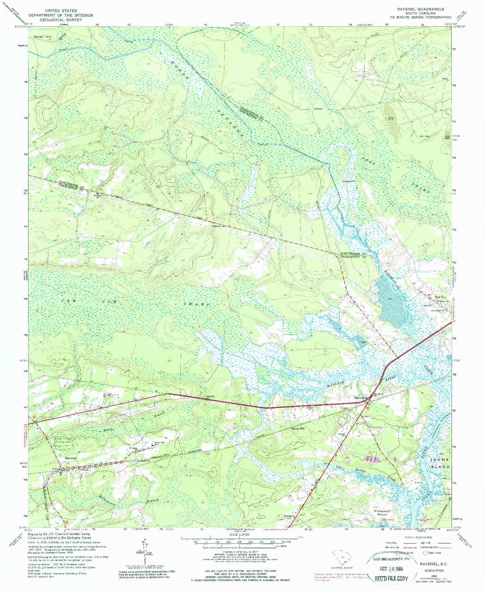 USGS 1:24000-SCALE QUADRANGLE FOR RAVENEL, SC 1960