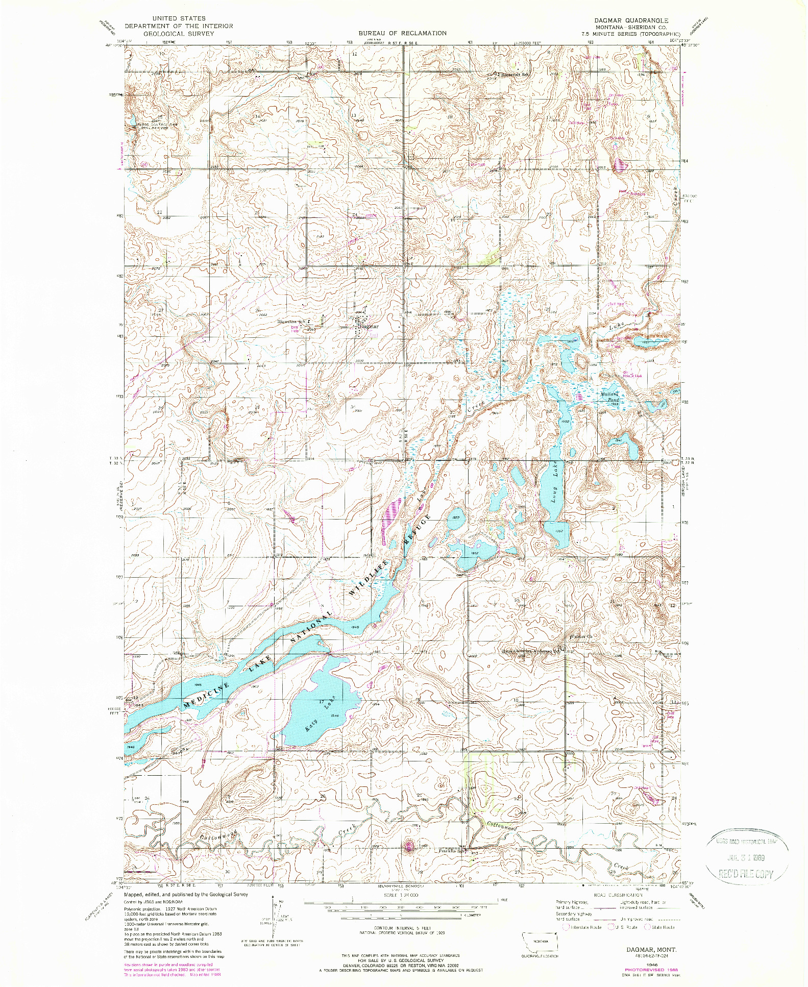 USGS 1:24000-SCALE QUADRANGLE FOR DAGMAR, MT 1946