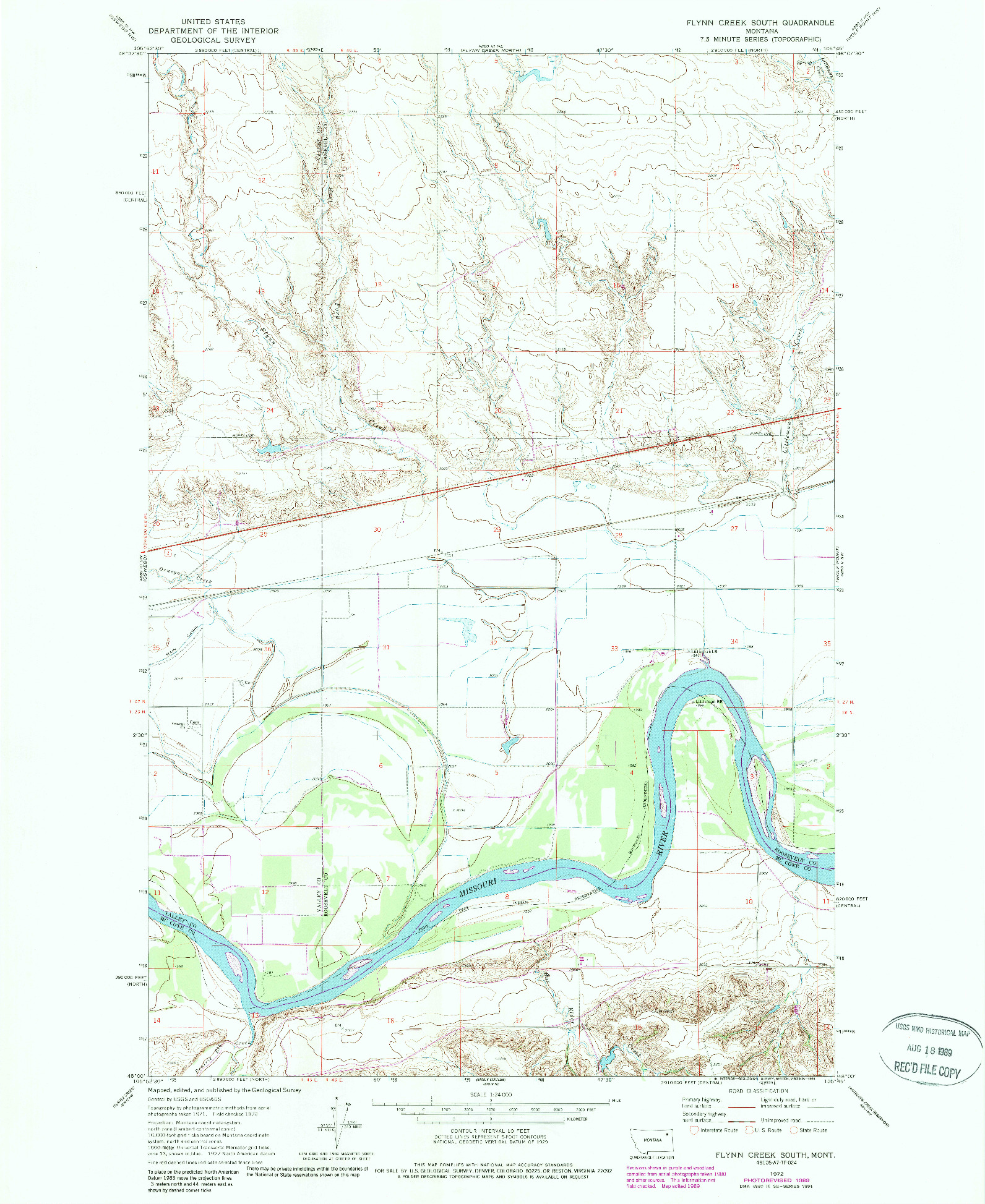 USGS 1:24000-SCALE QUADRANGLE FOR FLYNN CREEK SOUTH, MT 1972