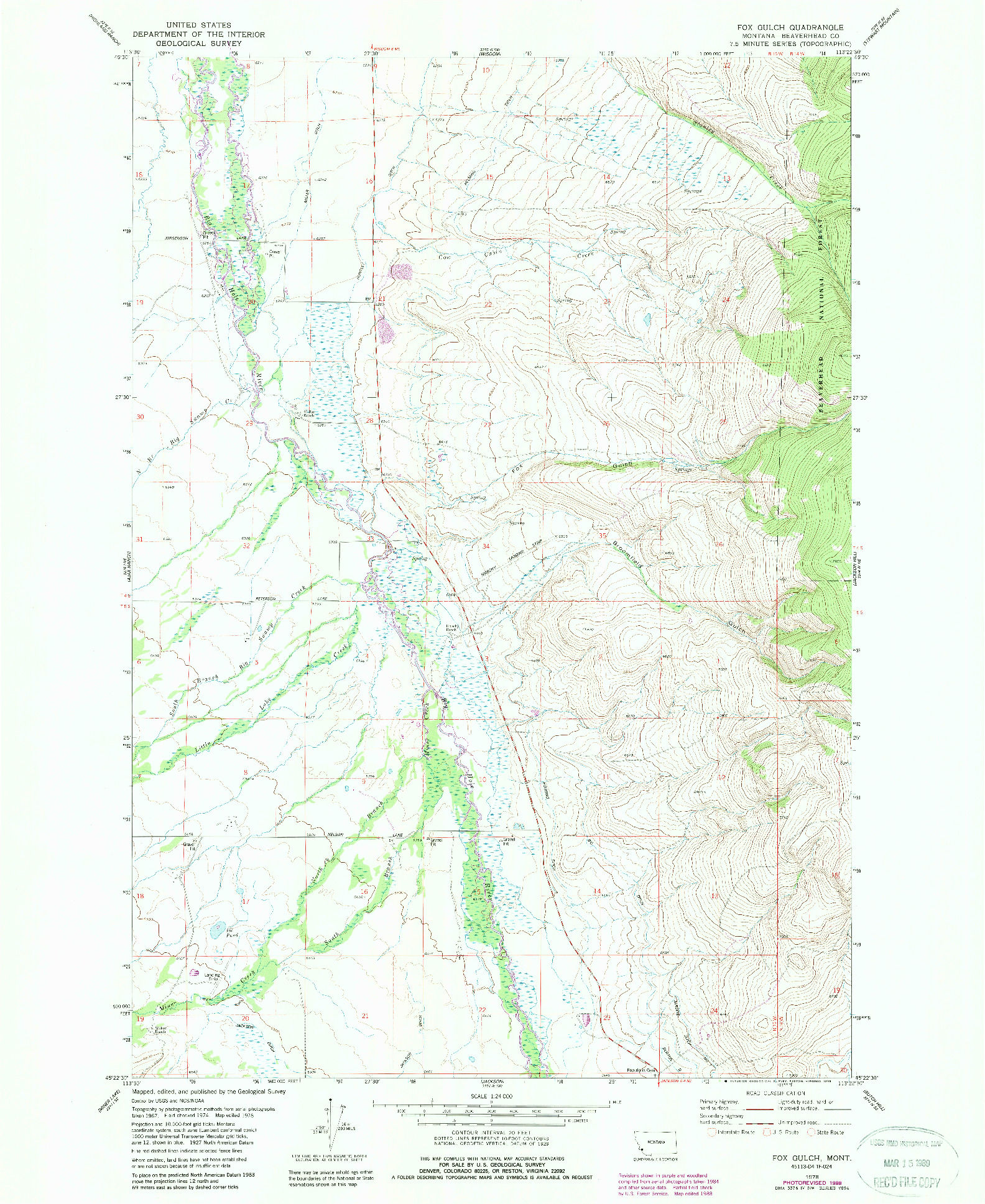 USGS 1:24000-SCALE QUADRANGLE FOR FOX GULCH, MT 1978