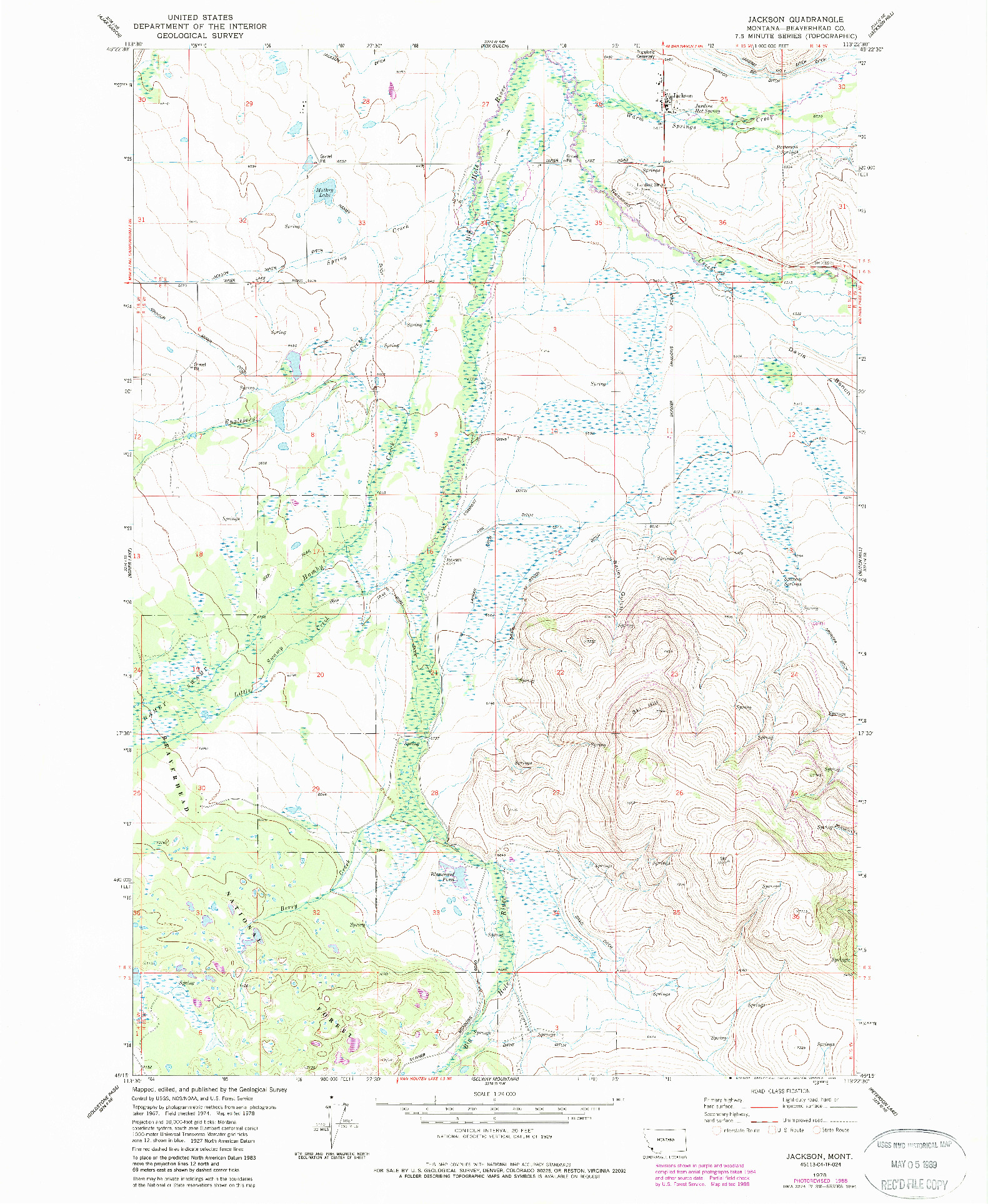 USGS 1:24000-SCALE QUADRANGLE FOR JACKSON, MT 1978