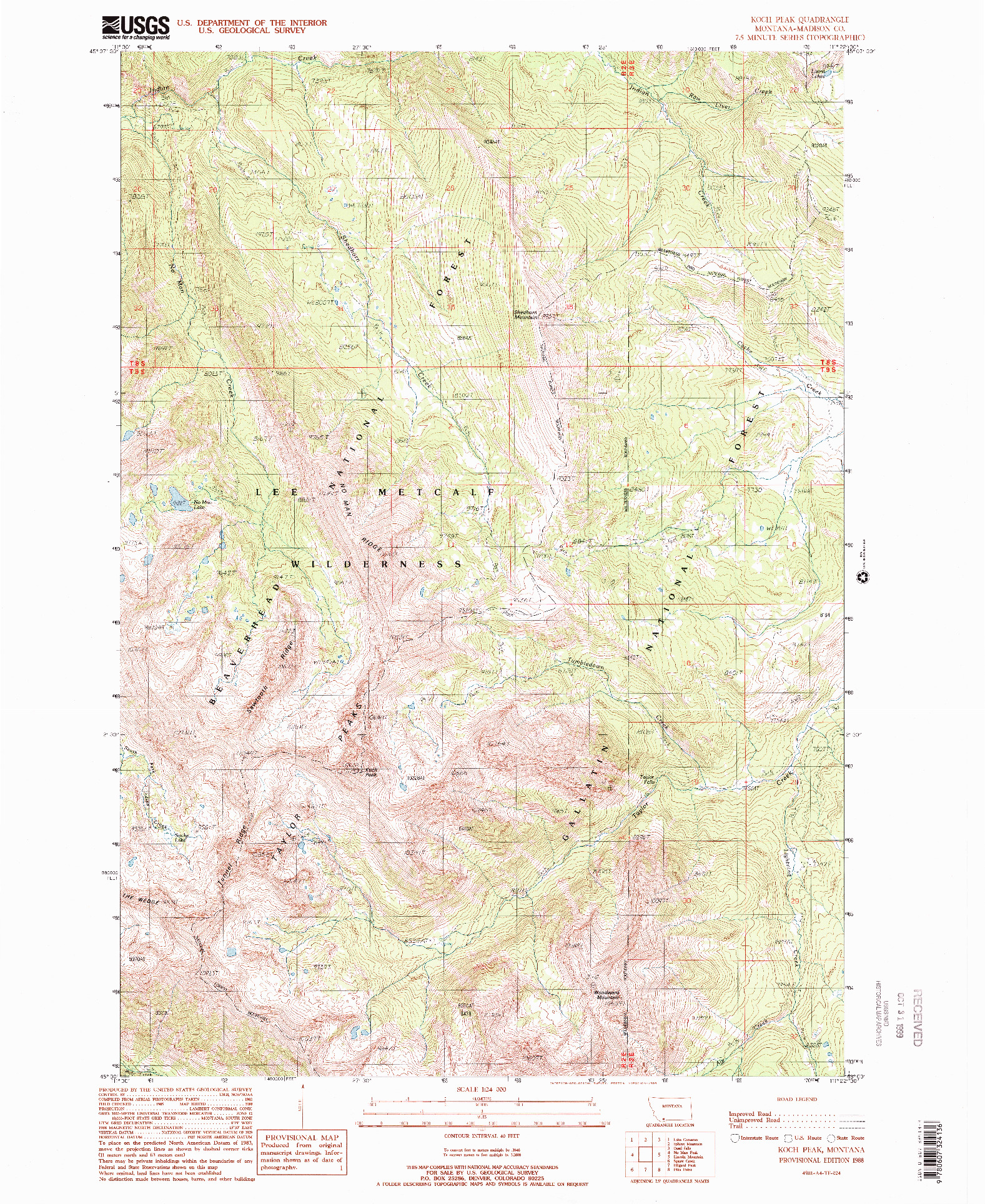 USGS 1:24000-SCALE QUADRANGLE FOR KNOWLES PEAK, MT 1988