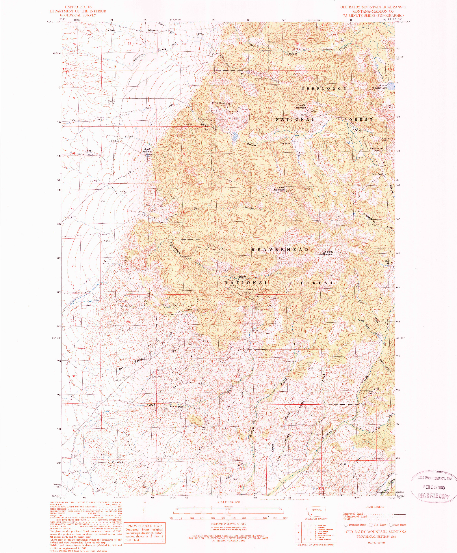 USGS 1:24000-SCALE QUADRANGLE FOR OLD BALDY MOUNTAIN, MT 1989