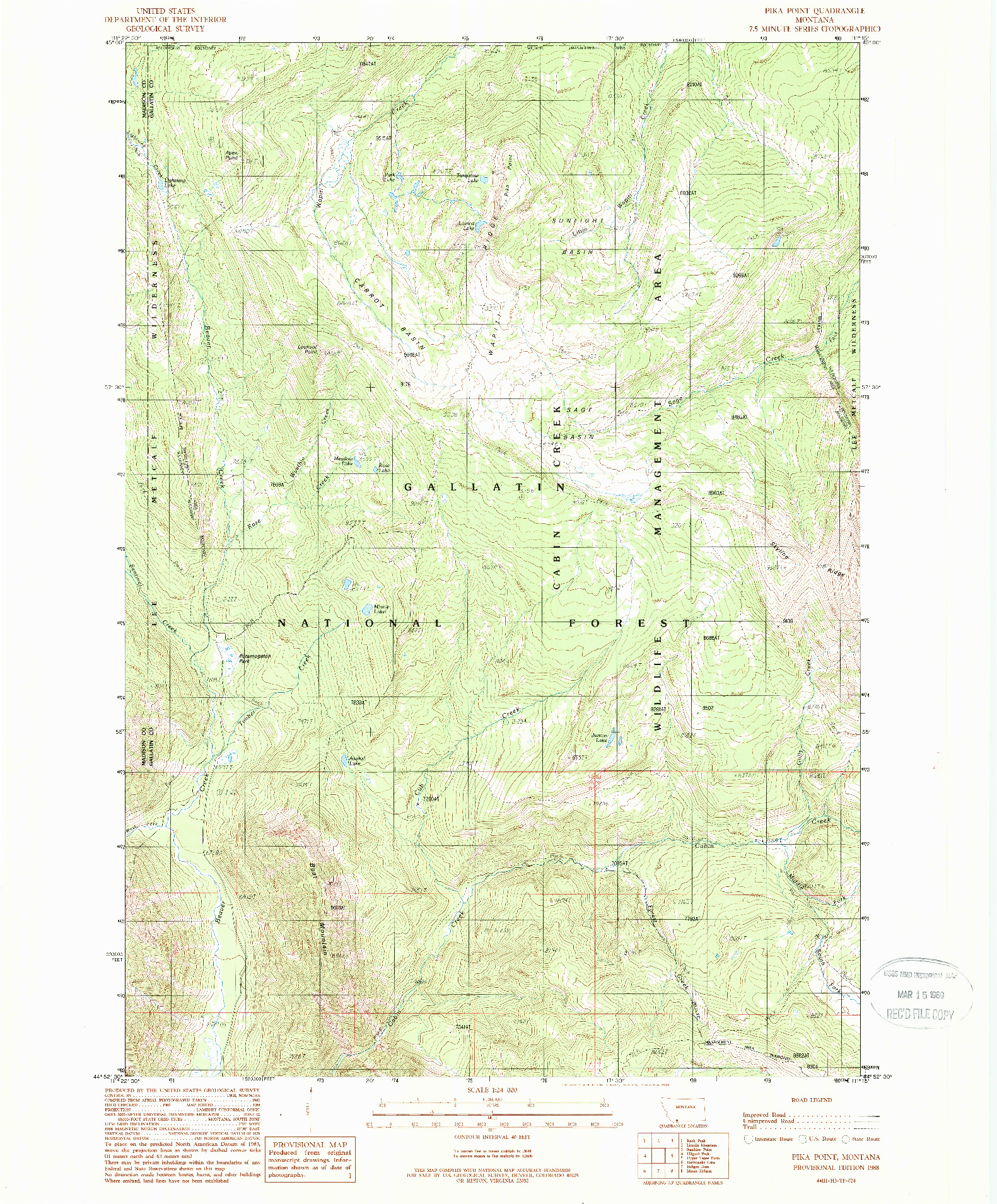 USGS 1:24000-SCALE QUADRANGLE FOR PIKA POINT, MT 1988