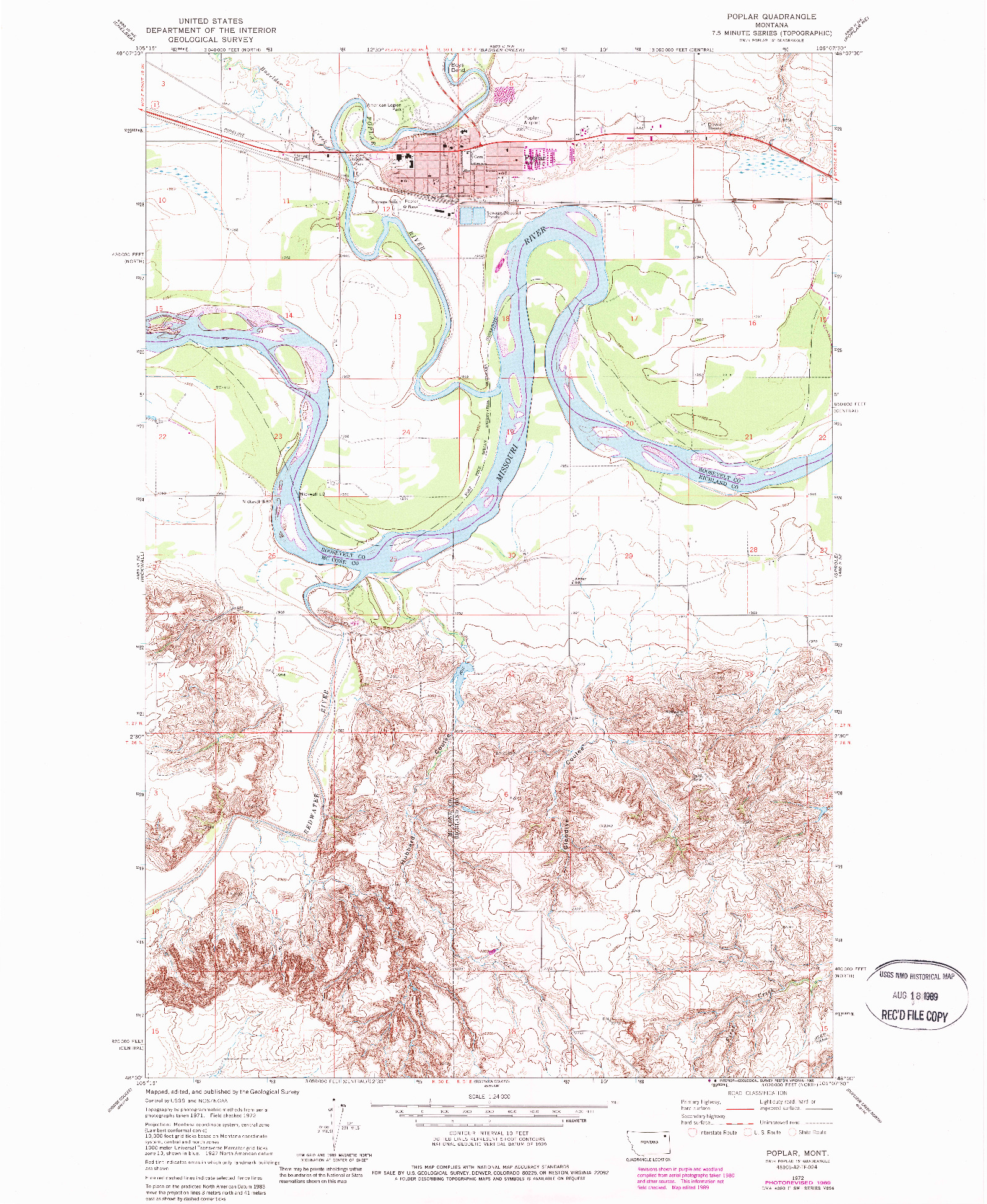 USGS 1:24000-SCALE QUADRANGLE FOR POPLAR, MT 1972