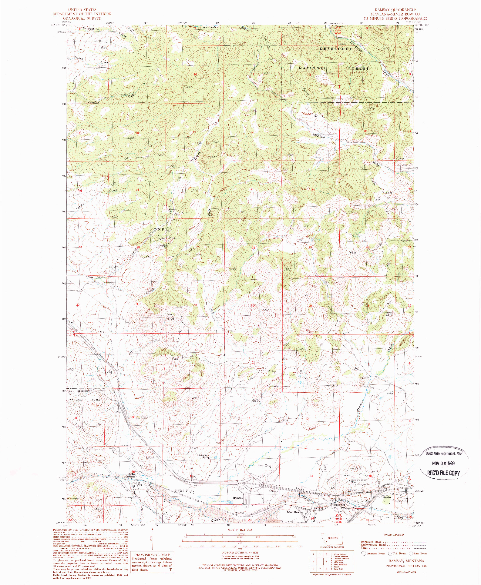 USGS 1:24000-SCALE QUADRANGLE FOR RAMSAY, MT 1989