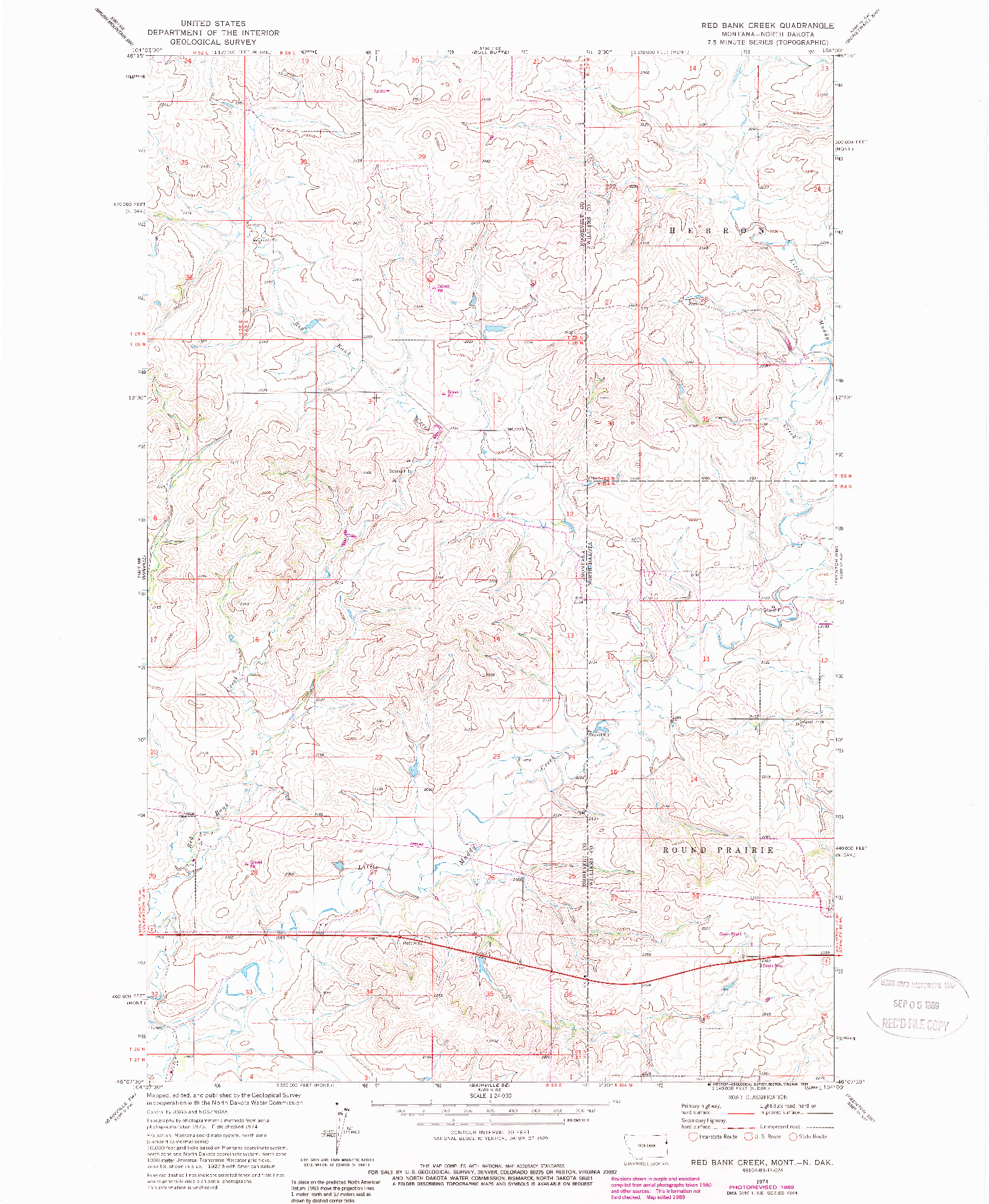 USGS 1:24000-SCALE QUADRANGLE FOR RED BANK CREEK, MT 1974