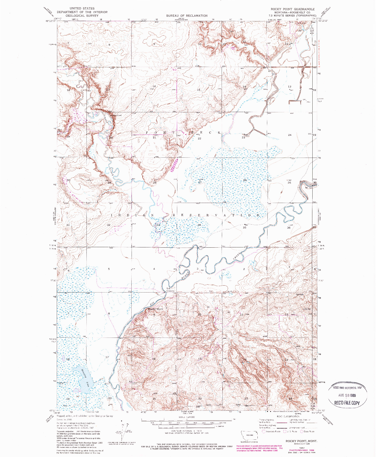 USGS 1:24000-SCALE QUADRANGLE FOR ROCKY POINT, MT 1947