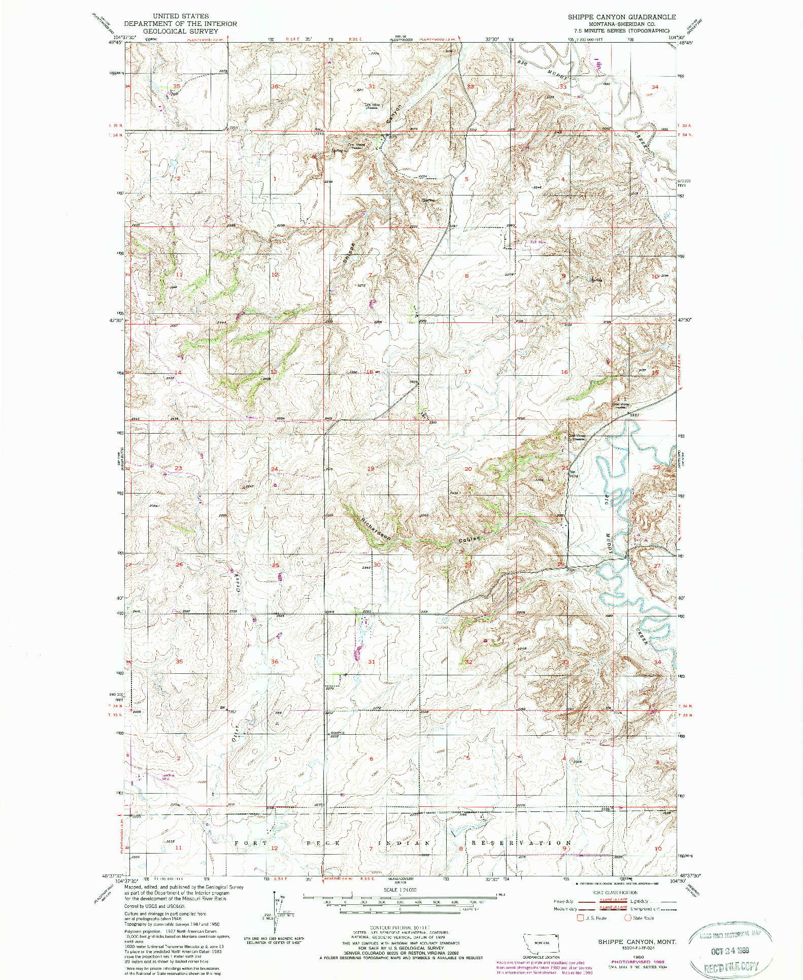 USGS 1:24000-SCALE QUADRANGLE FOR SHIPPE CANYON, MT 1950