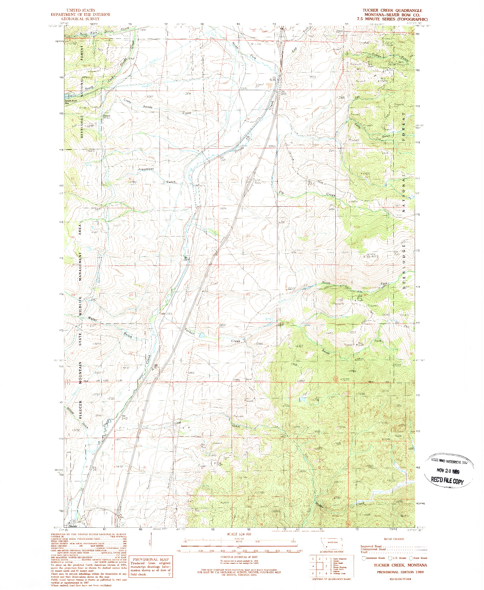 USGS 1:24000-SCALE QUADRANGLE FOR TUCKER CREEK, MT 1989