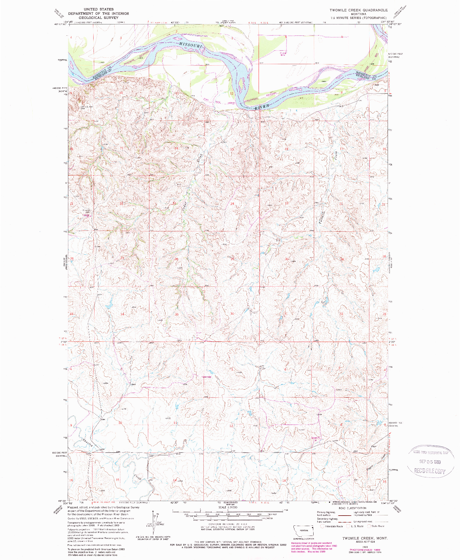 USGS 1:24000-SCALE QUADRANGLE FOR TWOMILE CREEK, MT 1969