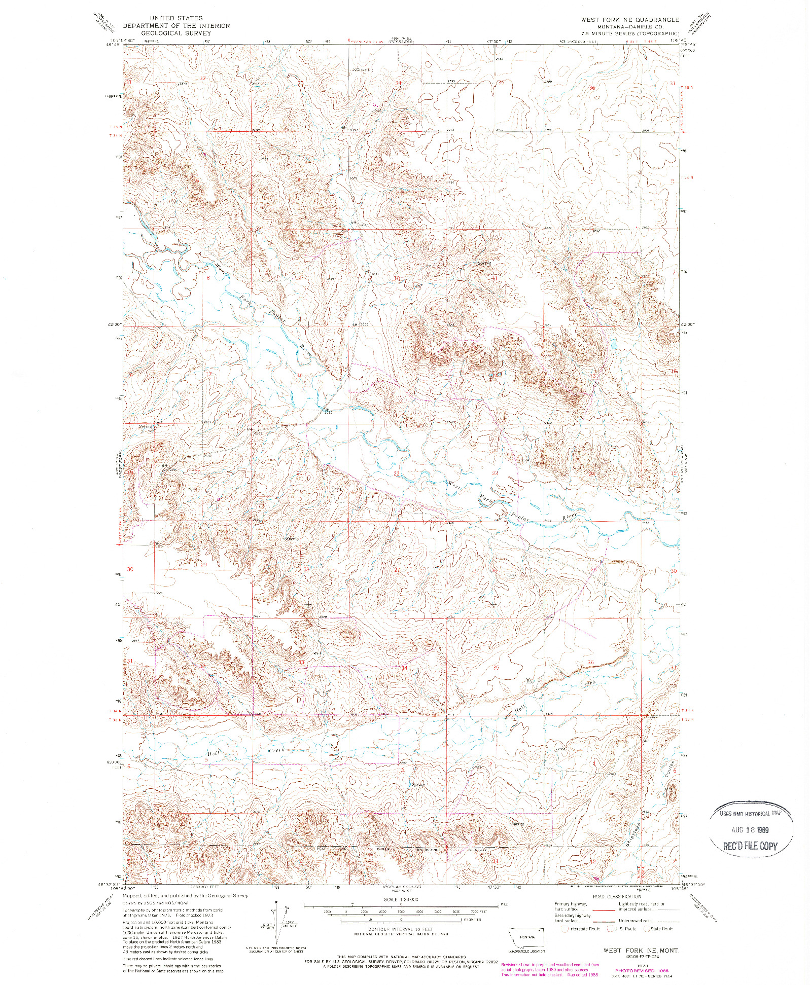 USGS 1:24000-SCALE QUADRANGLE FOR WEST FORK NE, MT 1973