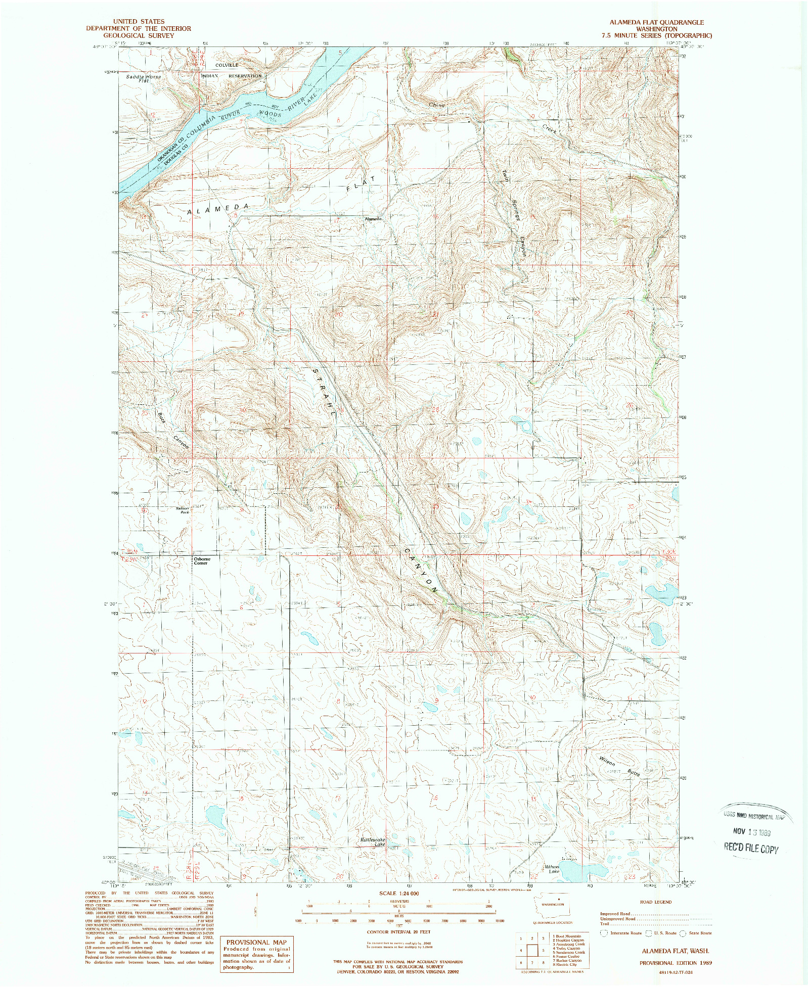 USGS 1:24000-SCALE QUADRANGLE FOR ALAMEDA FLAT, WA 1989