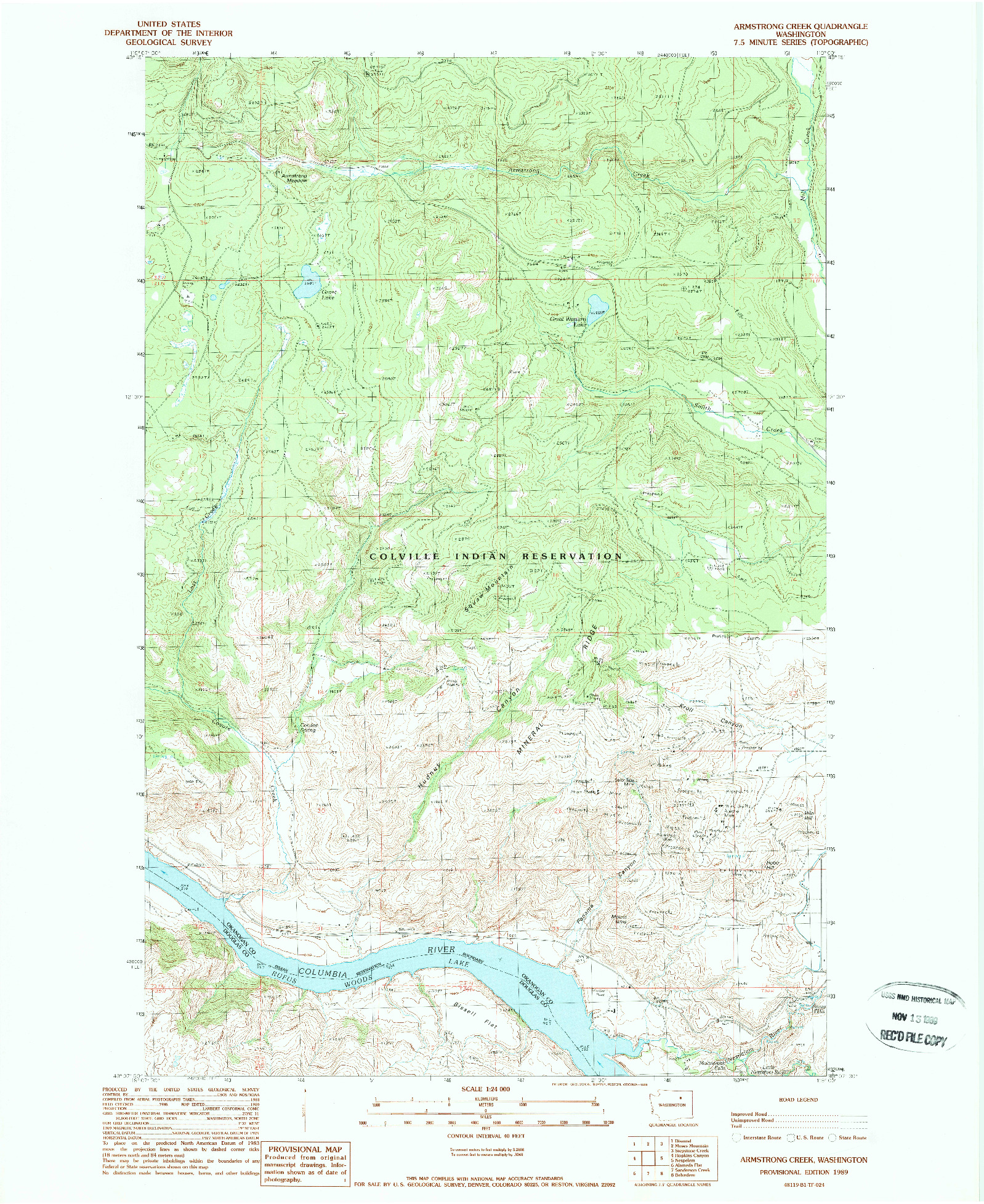 USGS 1:24000-SCALE QUADRANGLE FOR ARMSTRONG CREEK, WA 1989