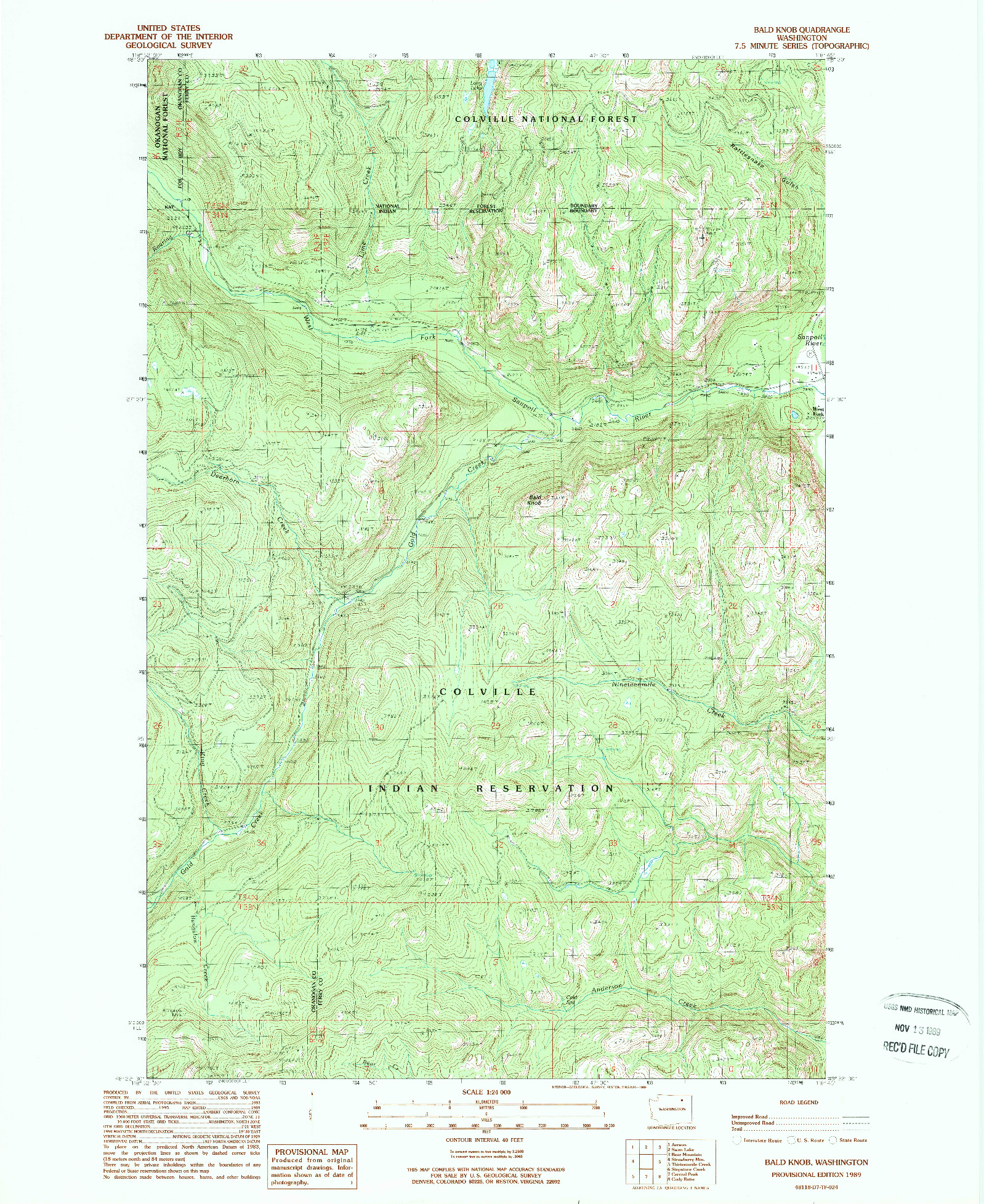 USGS 1:24000-SCALE QUADRANGLE FOR BALD KNOB, WA 1989